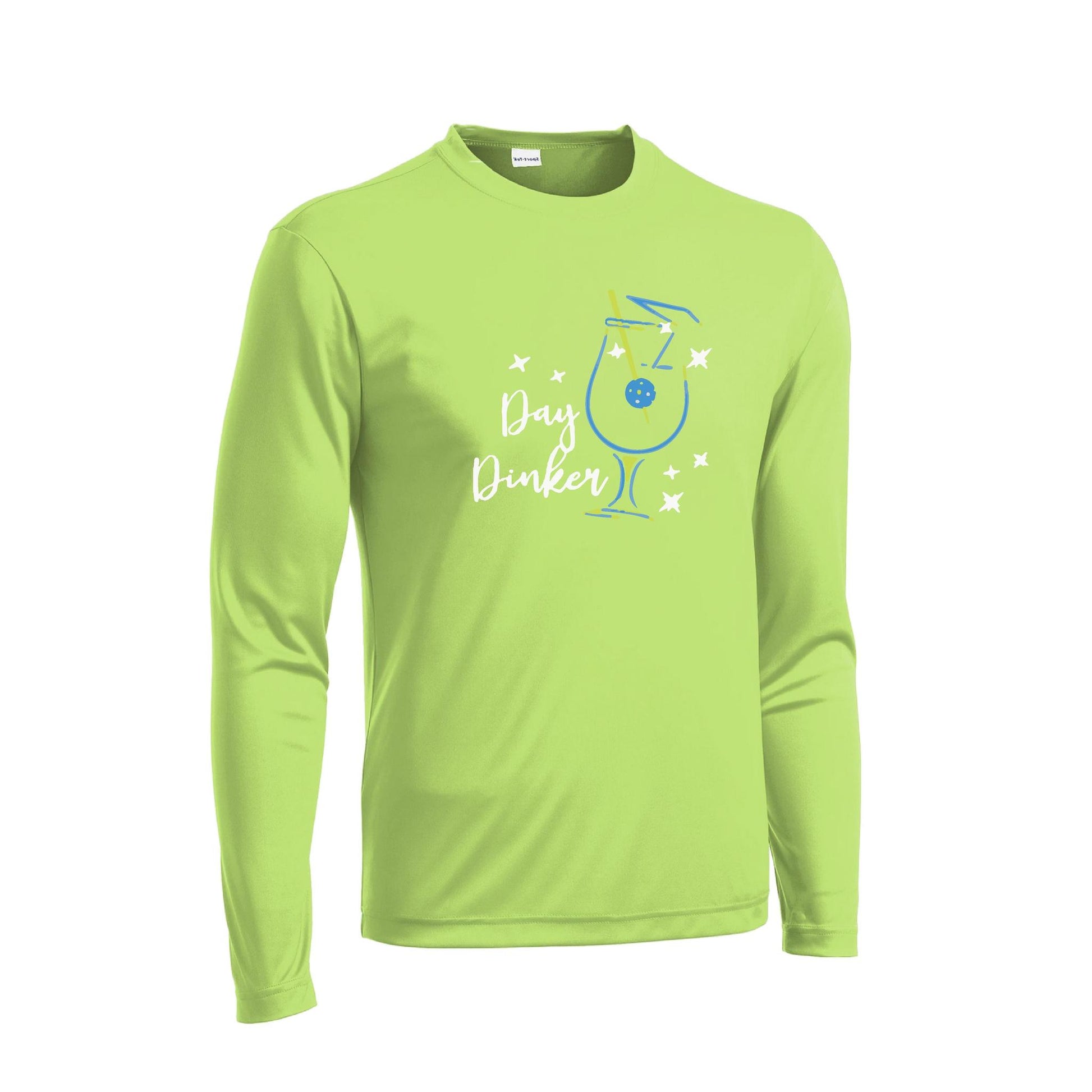Day Dinker Pickleball Olive | Men's Long Sleeve Athletic Performance T-Shirt | 100% Polyester