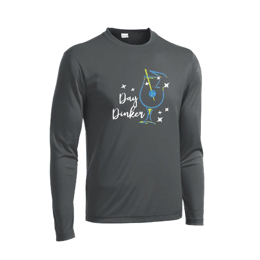 Day Dinker Pickleball Olive | Men's Long Sleeve Athletic Performance T-Shirt | 100% Polyester