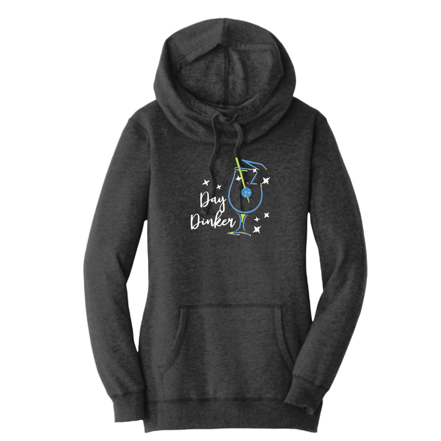 Day Dinker Pickleball Olive | Women’s Cowl-Neck Hoodie Pickleball Sweatshirt | 55% Cotton 45% Poly Fleece