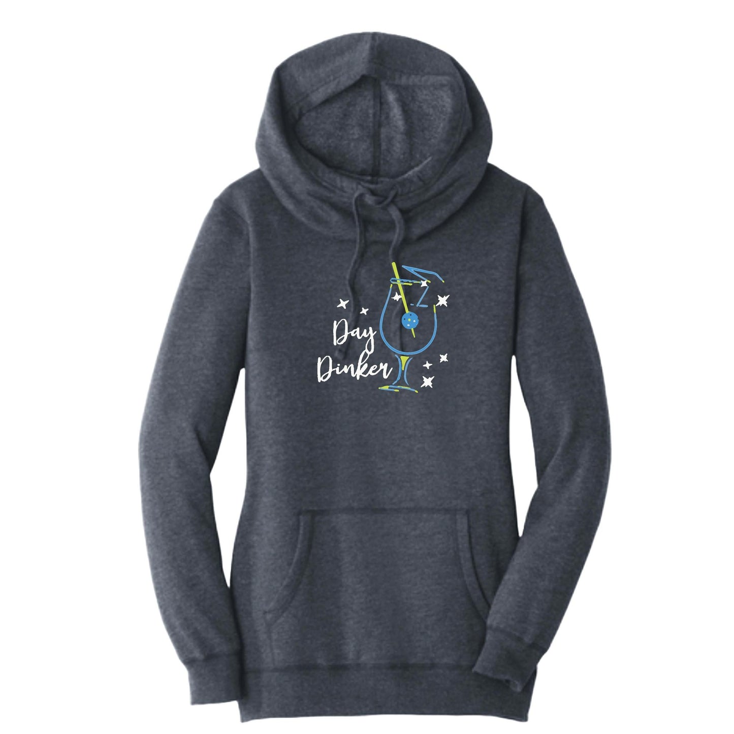 Day Dinker Pickleball Olive | Women’s Cowl-Neck Hoodie Pickleball Sweatshirt | 55% Cotton 45% Poly Fleece