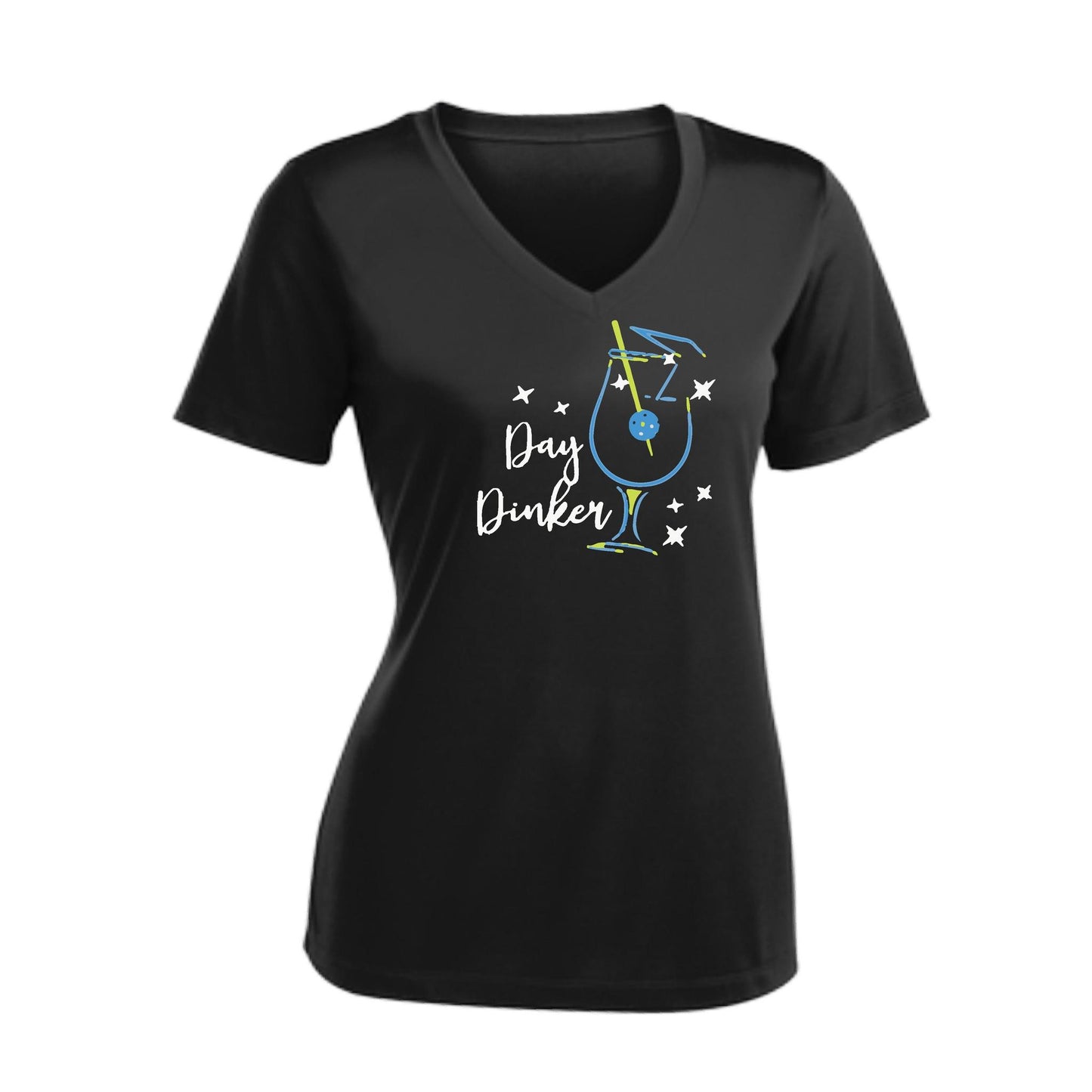 Day Dinker Pickleball Olive | Women's Short Sleeve V-Neck Pickleball Performance T-Shirts | 100% Polyester
