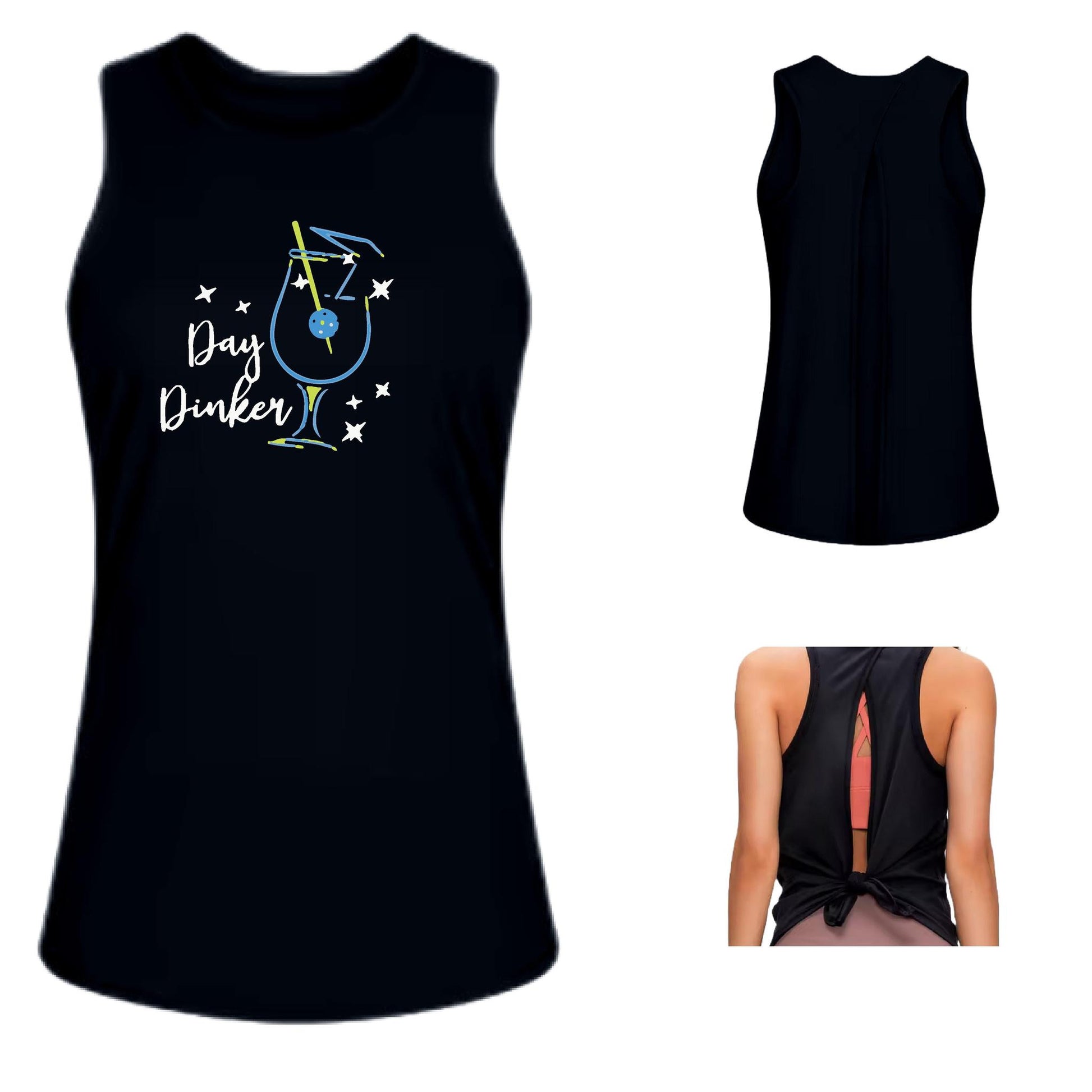 Day Dinker Pickleball Olive | Women's Split Back or Tied Back Pickleball Tank | 80/20 Nylon Spandex Mix