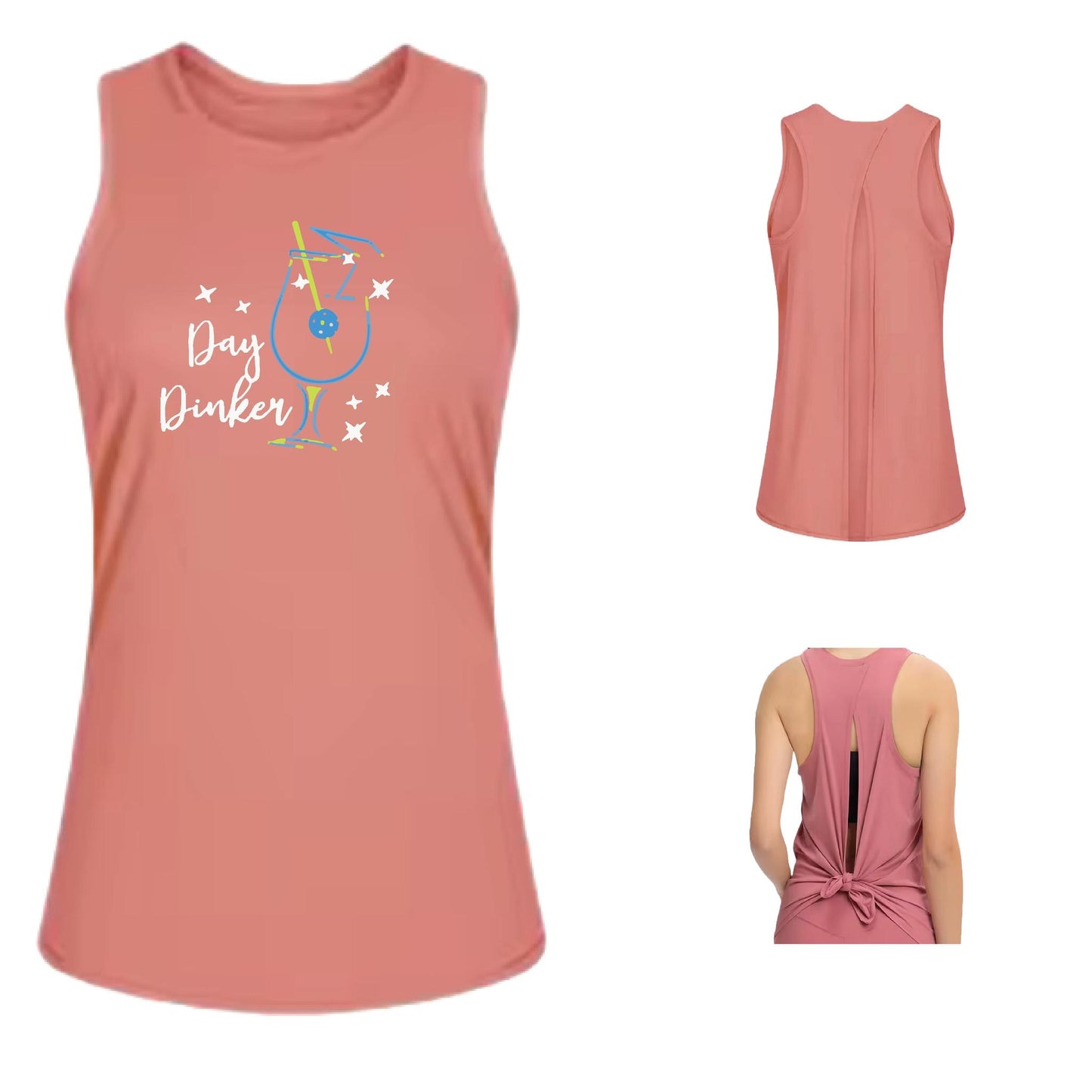 Day Dinker Pickleball Olive | Women's Split Back or Tied Back Pickleball Tank | 80/20 Nylon Spandex Mix