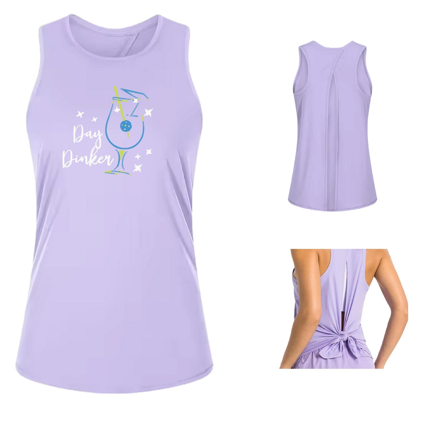 Day Dinker Pickleball Olive | Women's Split Back or Tied Back Pickleball Tank | 80/20 Nylon Spandex Mix