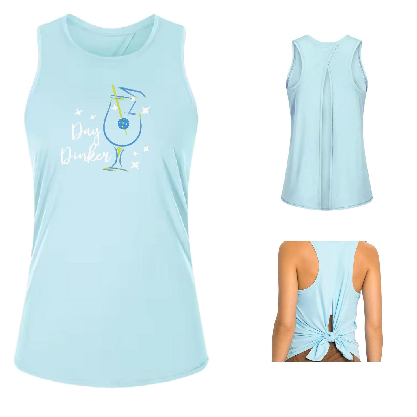 Day Dinker Pickleball Olive | Women's Split Back or Tied Back Pickleball Tank | 80/20 Nylon Spandex Mix