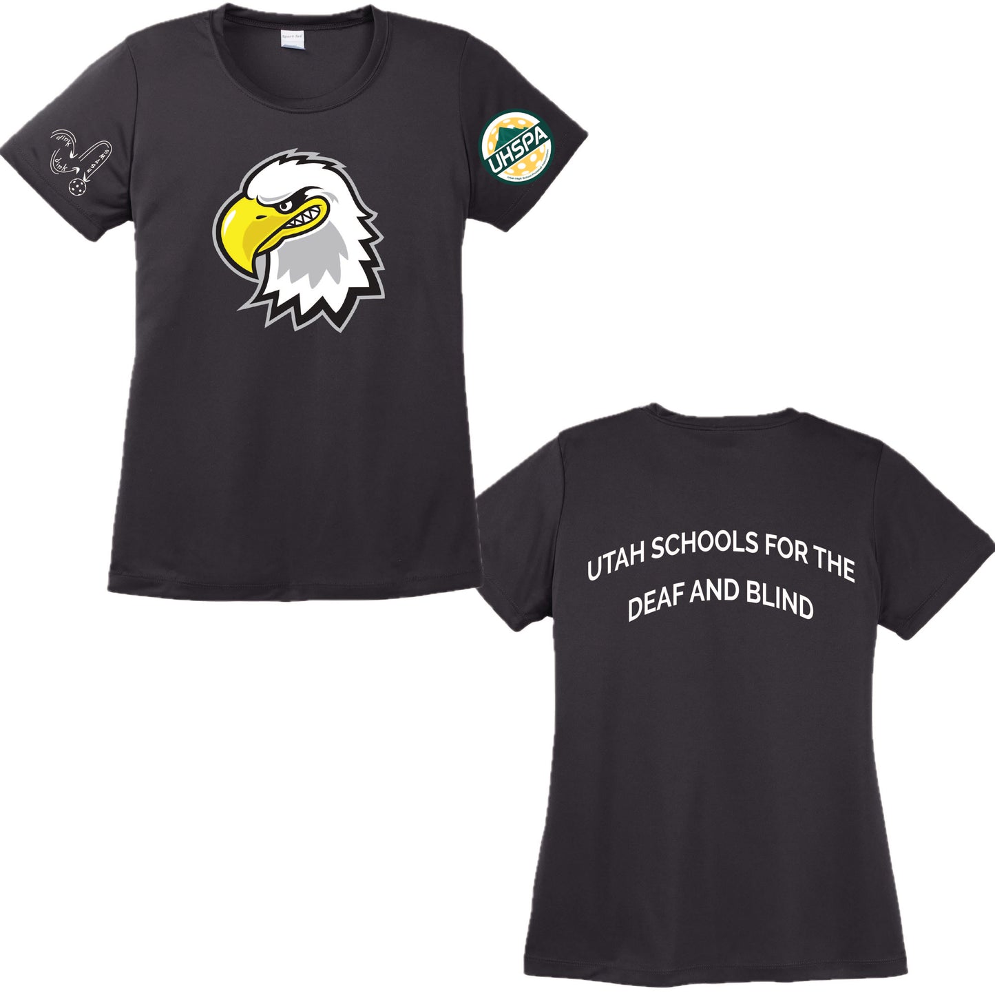 Utah Schools for the Deaf and Blind UHSPA | Women's Short Sleeve Crewneck T-Shirts | 100% Polyester