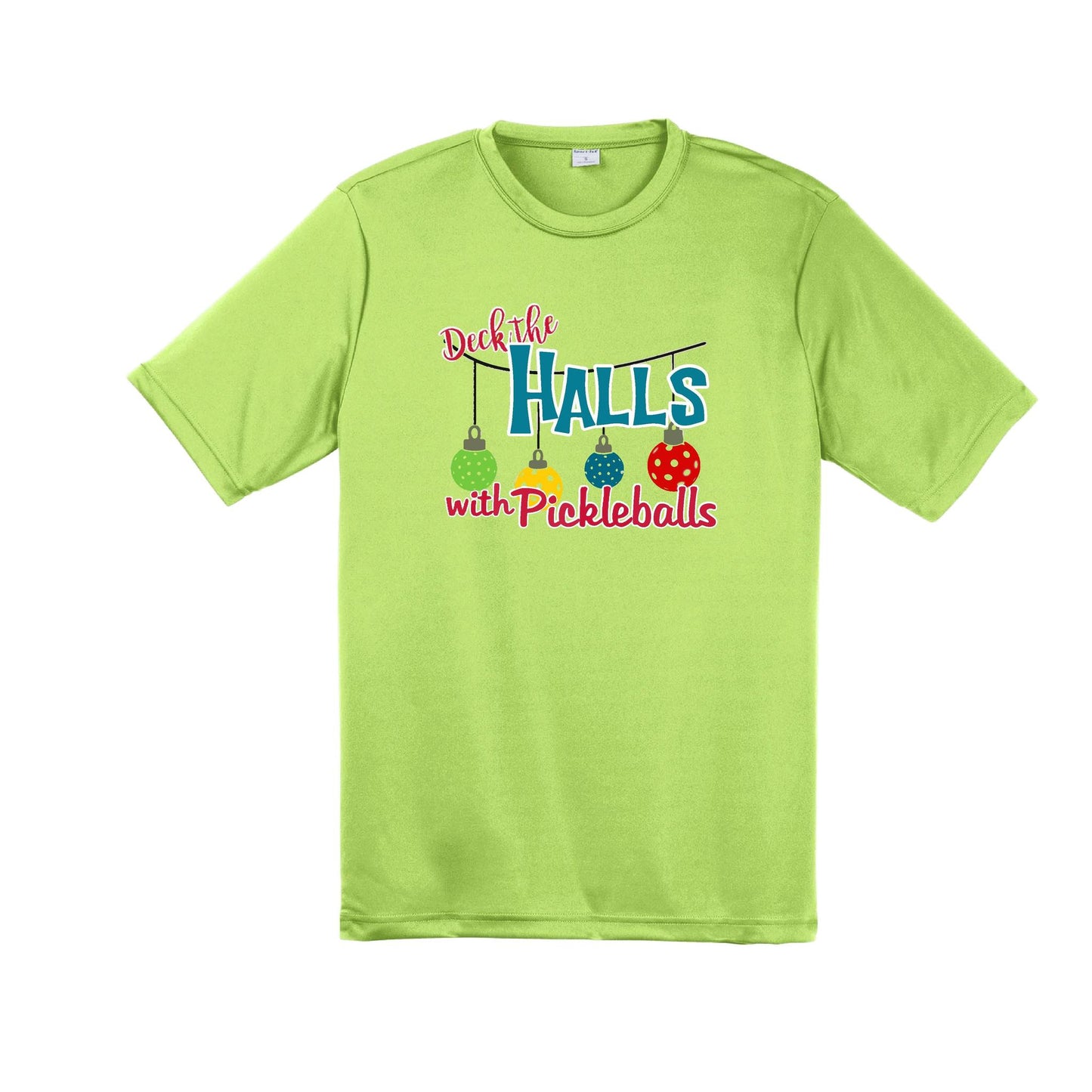 Deck the Halls with Pickleballs | Men's Short Sleeve Athletic Performance T-Shirt | 100% Polyester