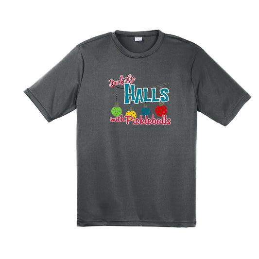 Deck the Halls with Pickleballs | Men's Short Sleeve Athletic Performance T-Shirt | 100% Polyester