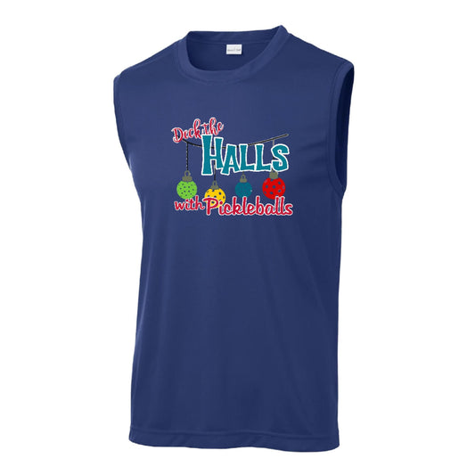 Deck the Halls with Pickleballs | Men's Sleeveless Athletic Performance T-Shirt | 100% Polyester
