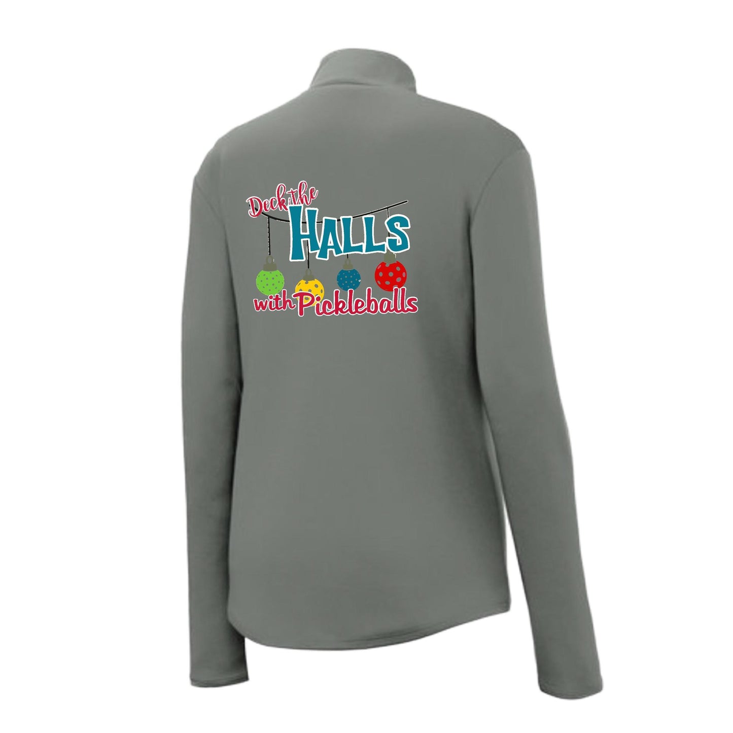 Deck the Halls with Pickleballs | Women's 1/4 Zip Pickleball Performance Pullover Shirt | 100% Polyester