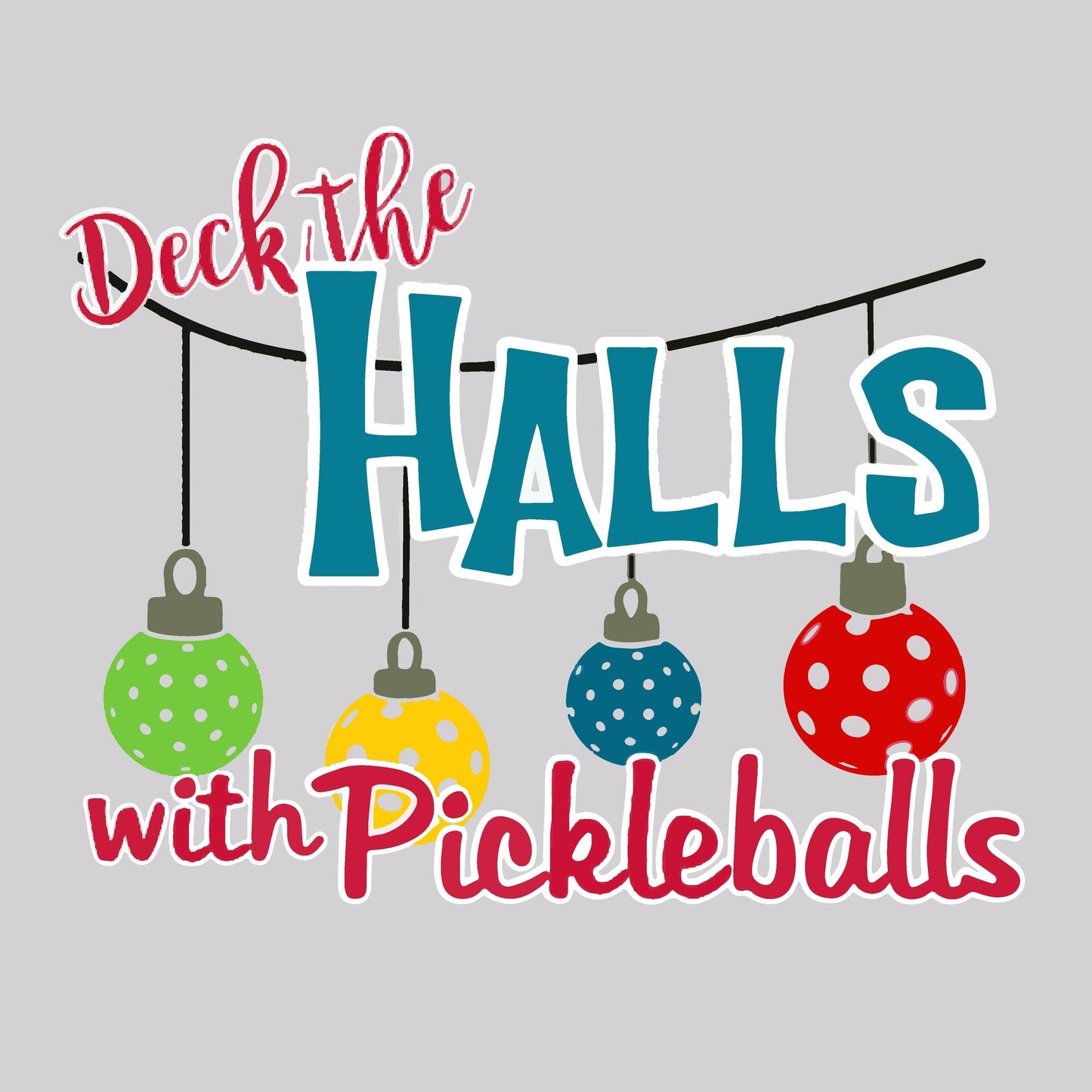 Deck the Halls with Pickleballs | Women’s Sleeveless Pickleball Performance T-Shirt | 100% Polyester