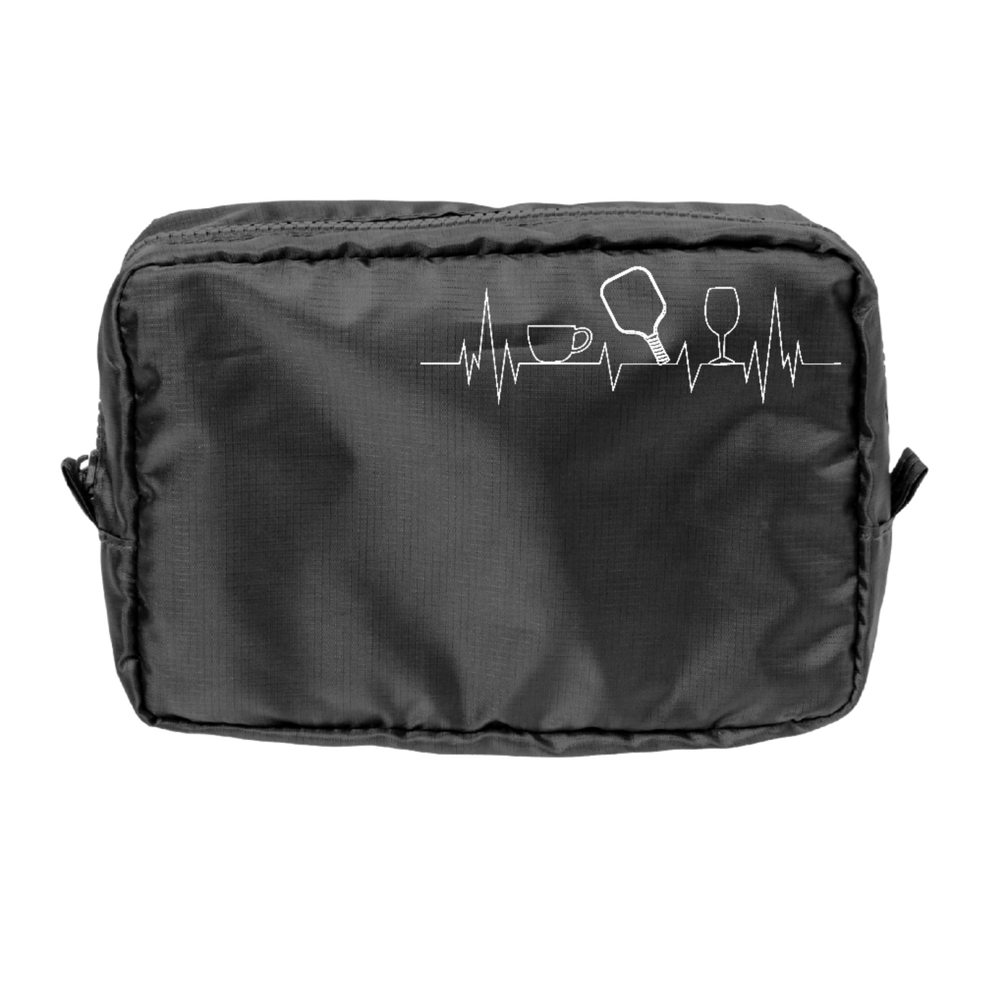 Coffee, Pickleball, Wine EKG Heartbeat | Pickleball Dimensional Pouch Bag | Small Size Court Dimensional Bag