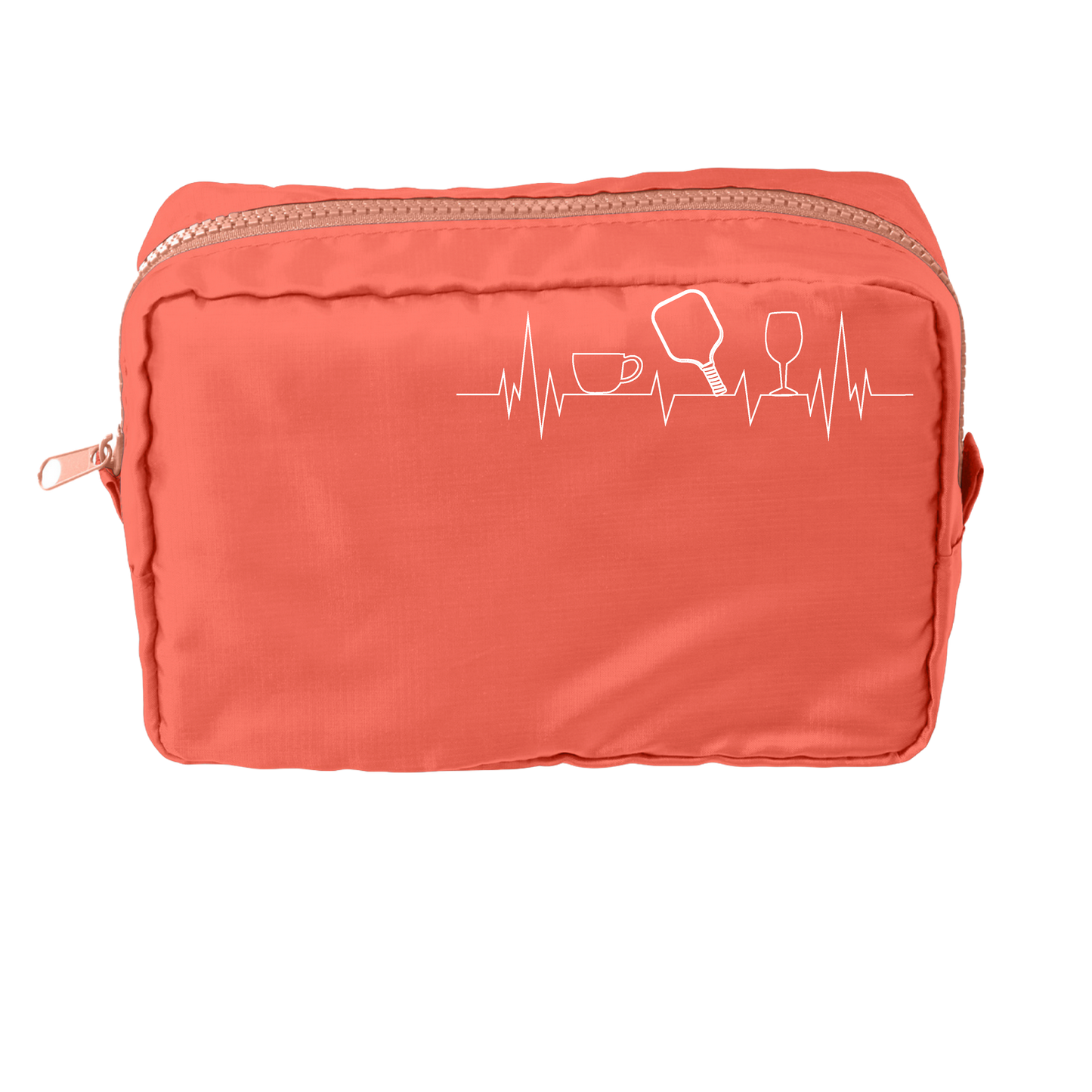 Coffee, Pickleball, Wine EKG Heartbeat | Pickleball Dimensional Pouch Bag | Small Size Court Dimensional Bag