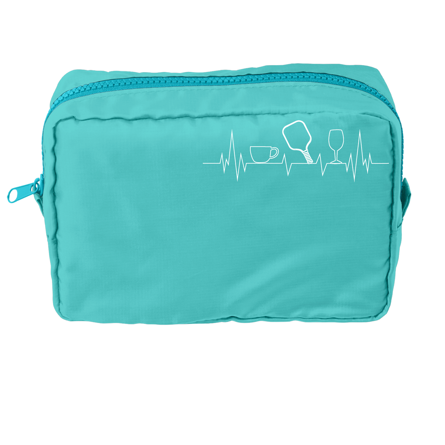 Coffee, Pickleball, Wine EKG Heartbeat | Pickleball Dimensional Pouch Bag | Small Size Court Dimensional Bag