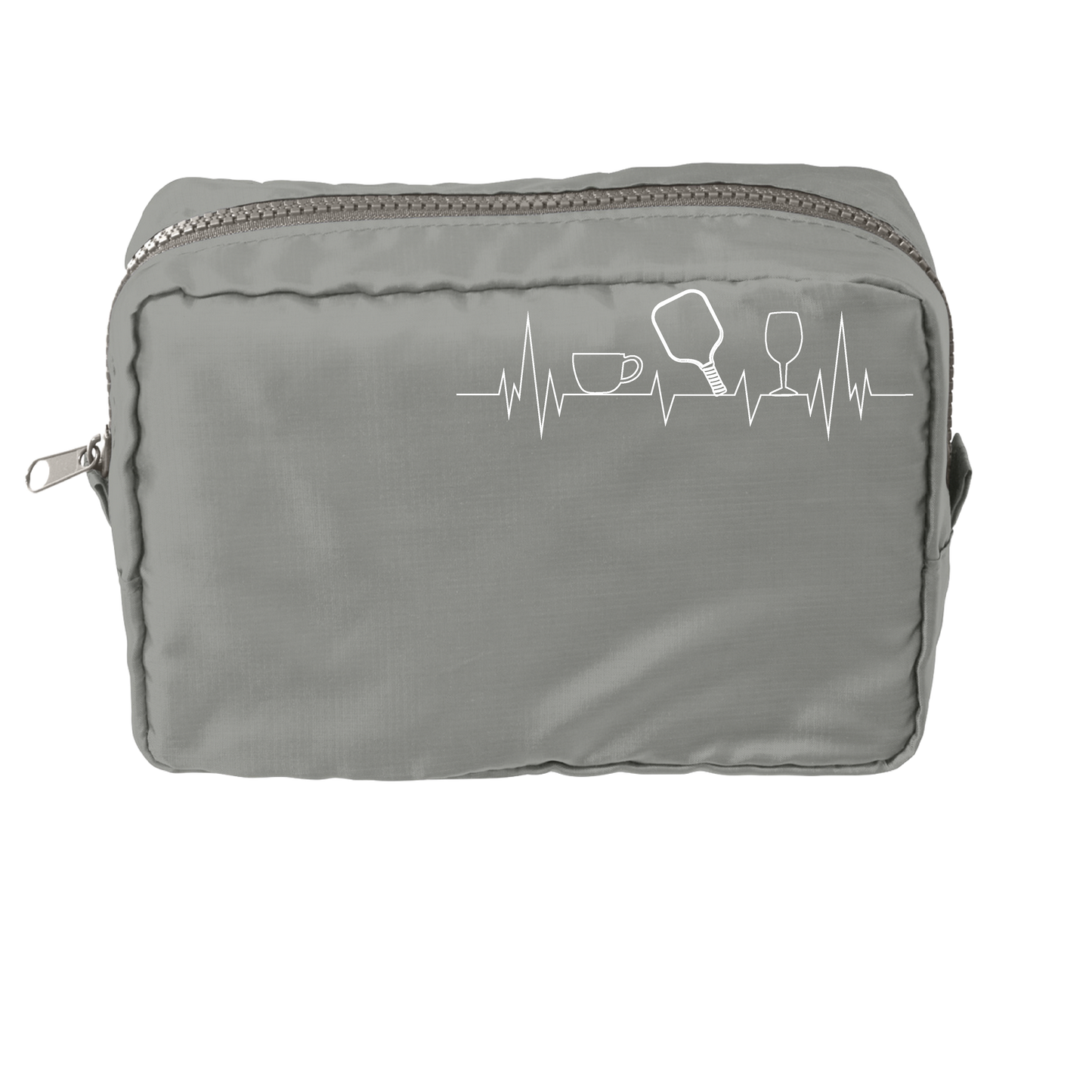 Coffee, Pickleball, Wine EKG Heartbeat | Pickleball Dimensional Pouch Bag | Small Size Court Dimensional Bag