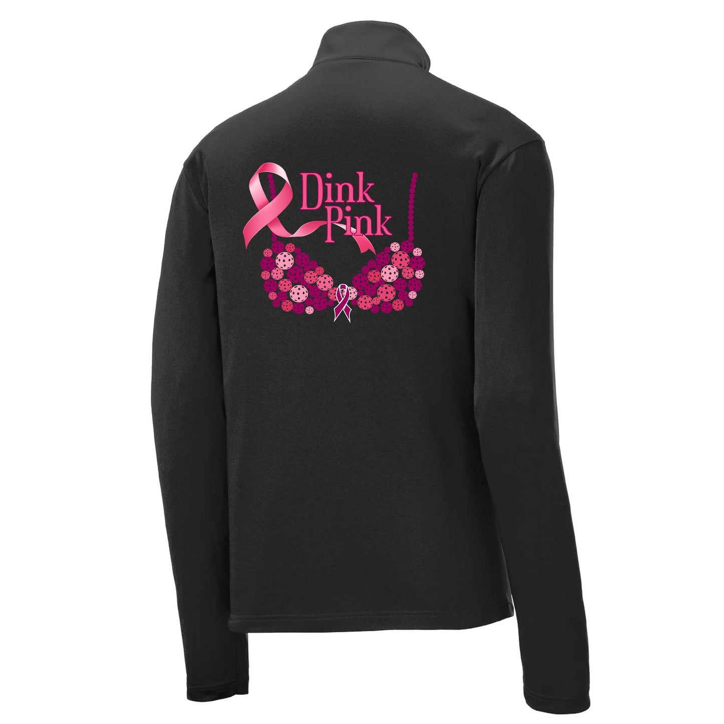 Dink Pink | Men's 1/4 Zip Long Sleeve Pullover Athletic Performance Shirt | 100% Polyester