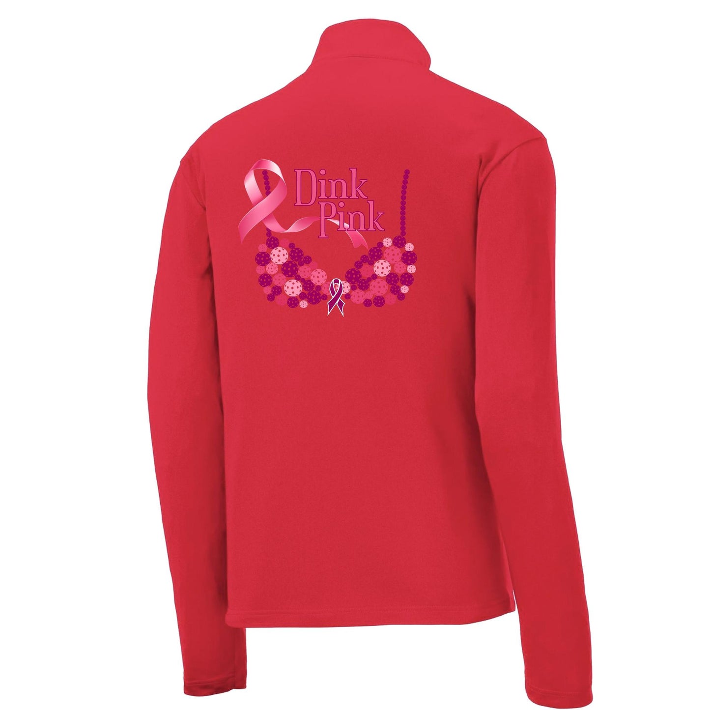 Dink Pink | Men's 1/4 Zip Long Sleeve Pullover Athletic Performance Shirt | 100% Polyester