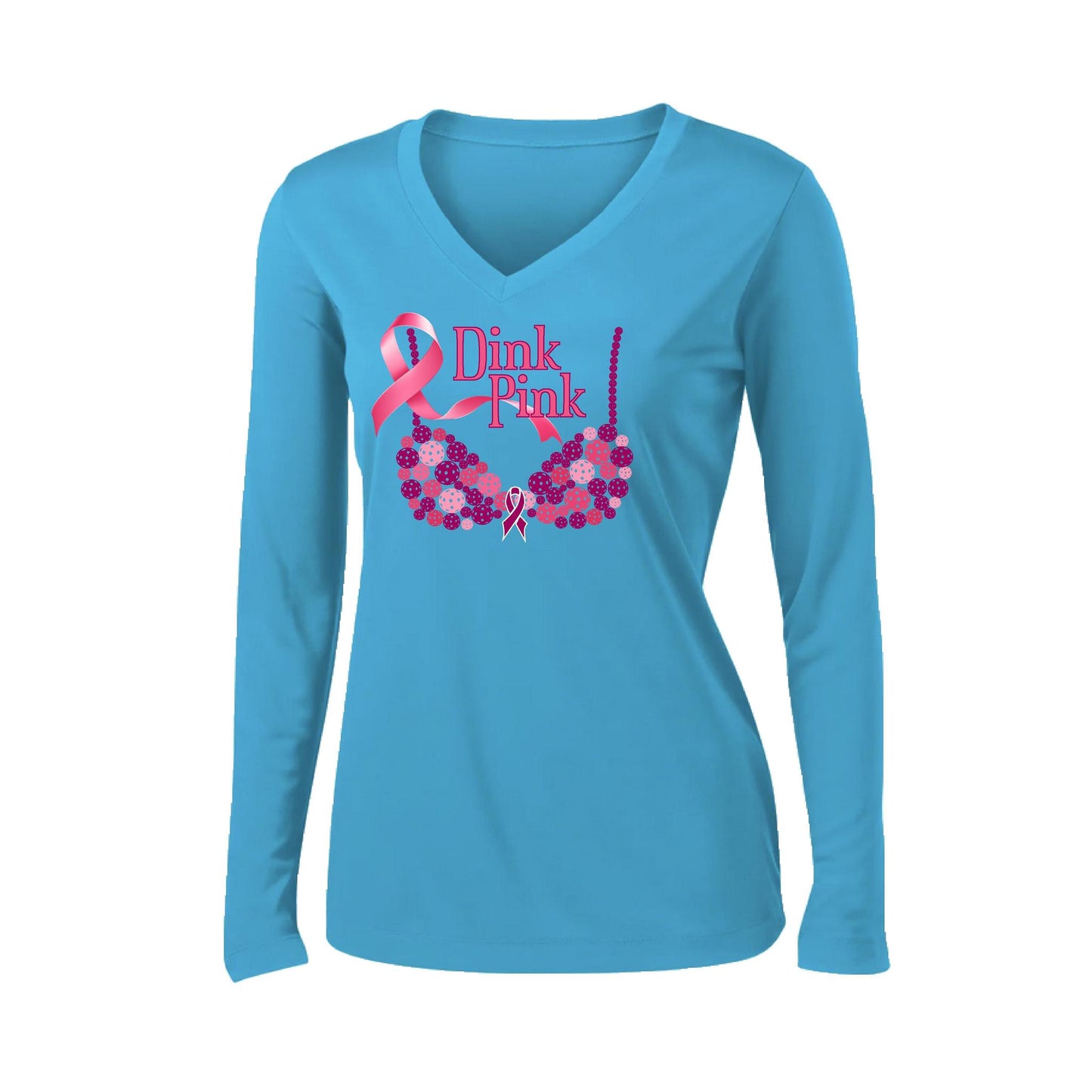 Dink Pink | Women’s Long Sleeve V-Neck Performance T-Shirt | 100% Polyester
