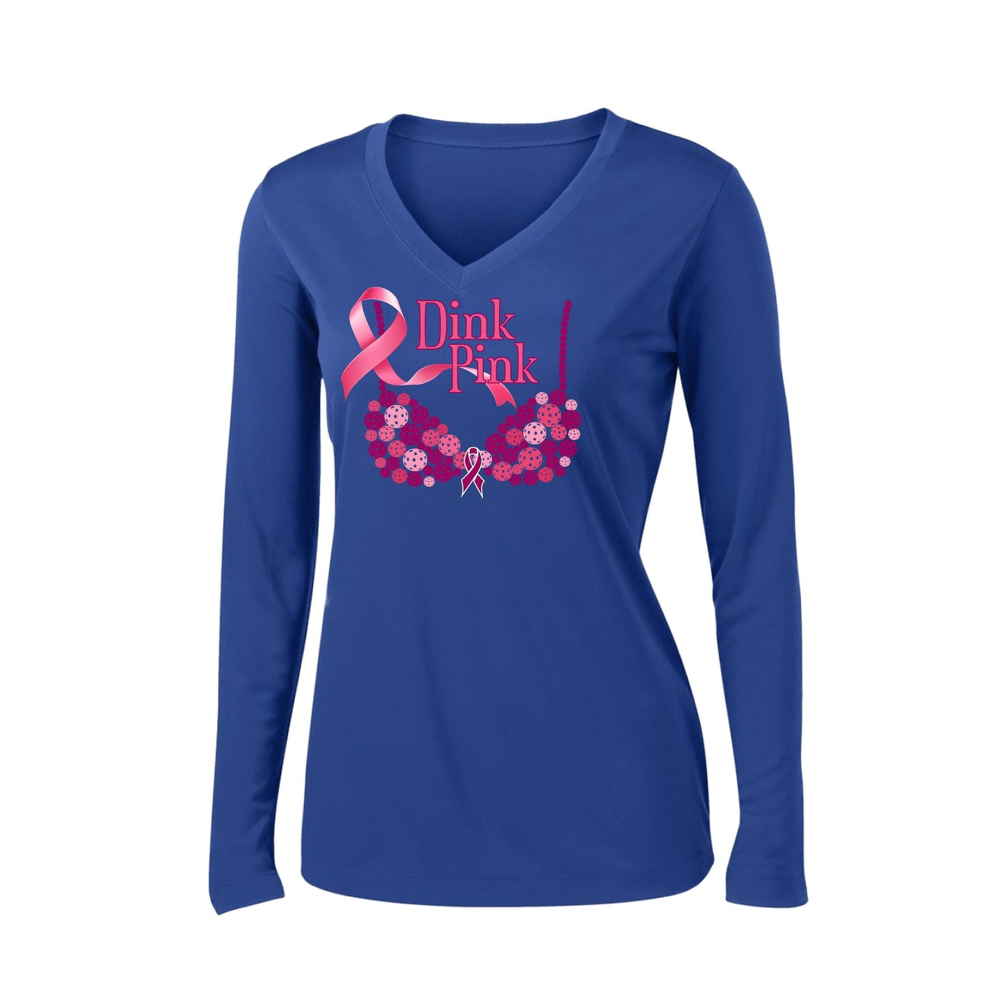 Dink Pink | Women’s Long Sleeve V-Neck Performance T-Shirt | 100% Polyester
