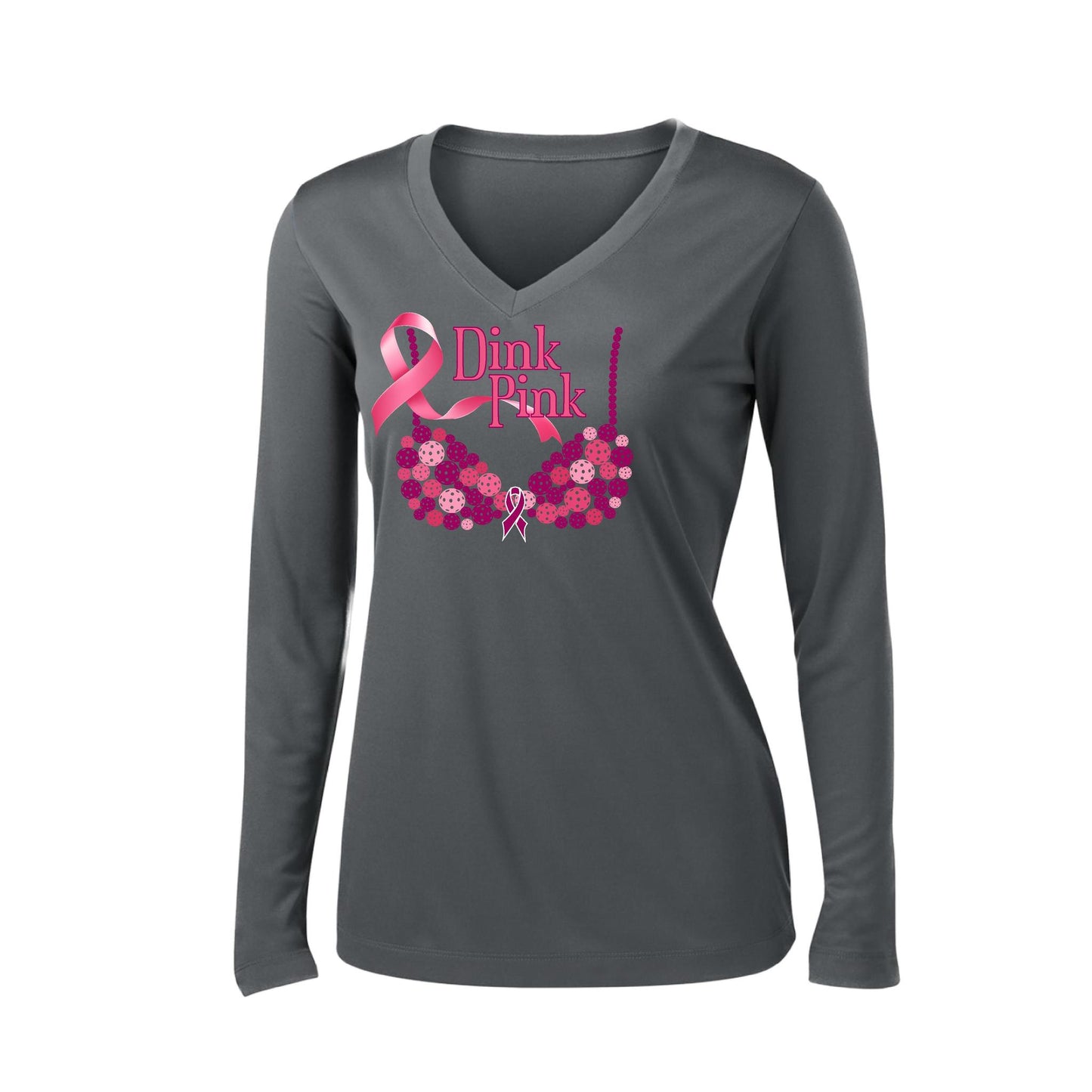 Dink Pink | Women’s Long Sleeve V-Neck Performance T-Shirt | 100% Polyester