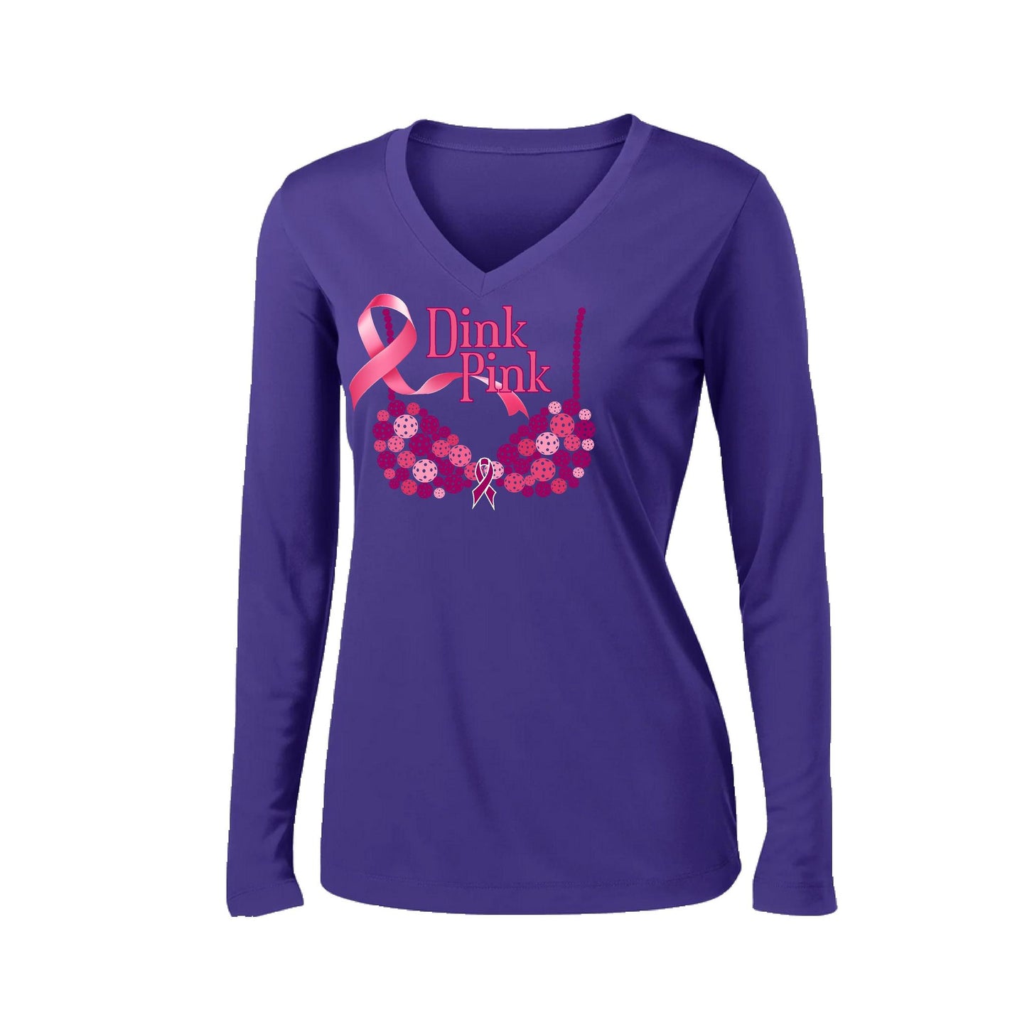Dink Pink | Women’s Long Sleeve V-Neck Performance T-Shirt | 100% Polyester