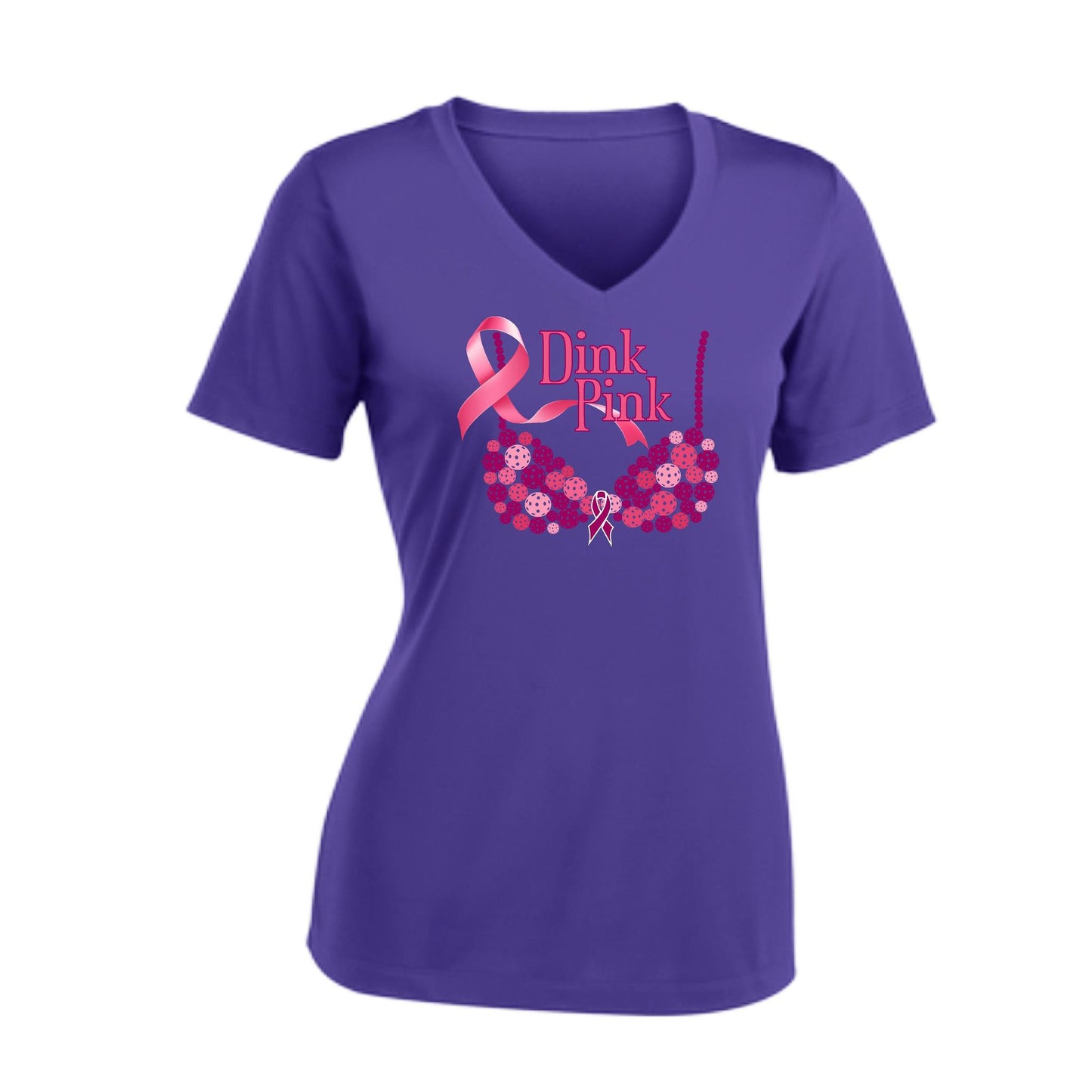 Dink Pink | Women's Short Sleeve V-Neck Pickleball Performance T-Shirts | 100% Polyester