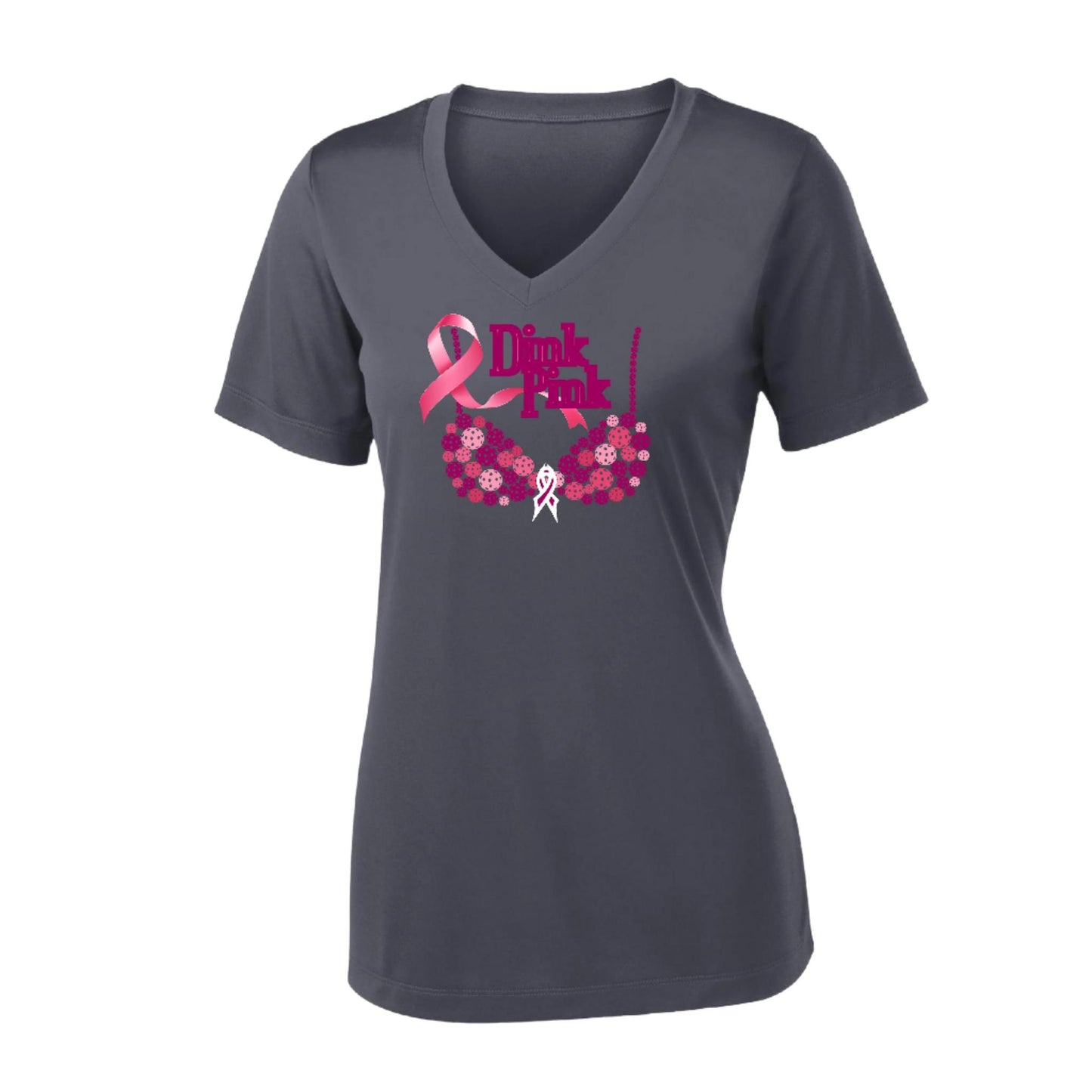 Dink Pink | Women's Short Sleeve V-Neck Pickleball Performance T-Shirts | 100% Polyester