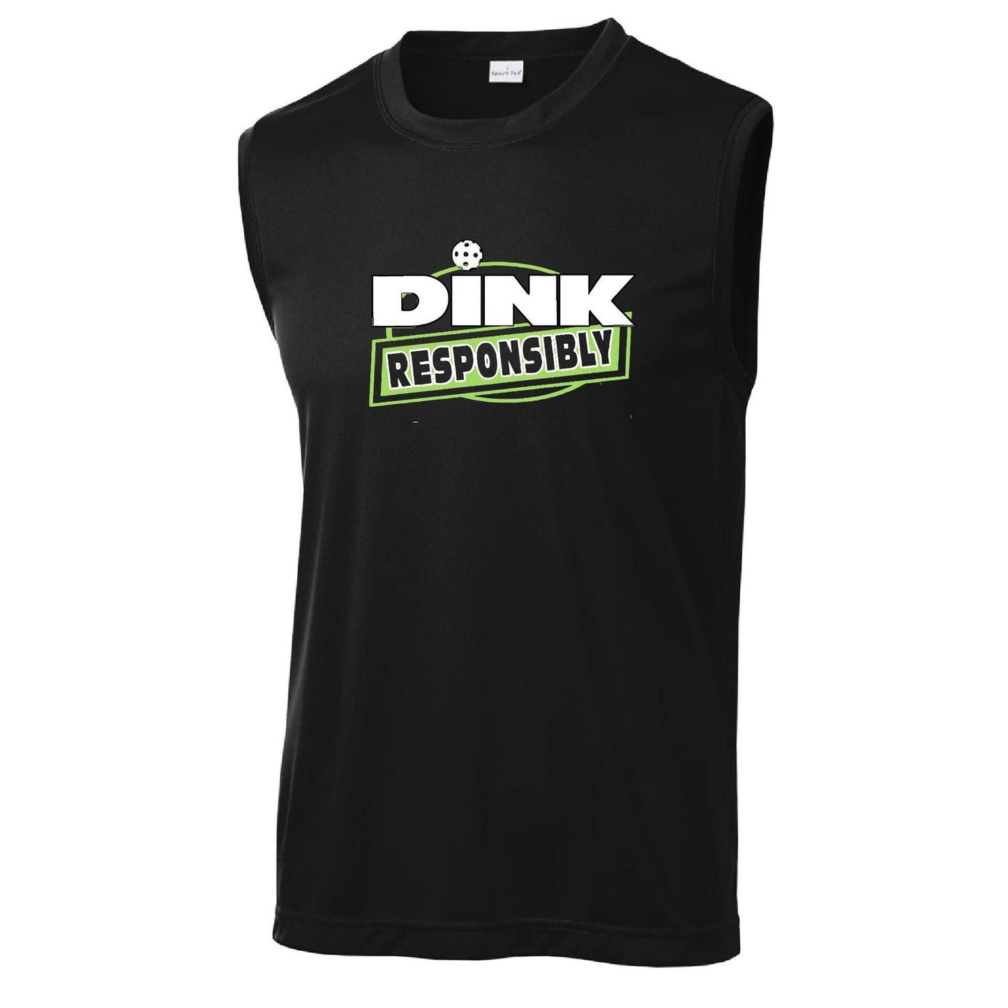 Dink Responsibly | Men's Sleeveless Pickleball Performance T-Shirt | 100% Polyester