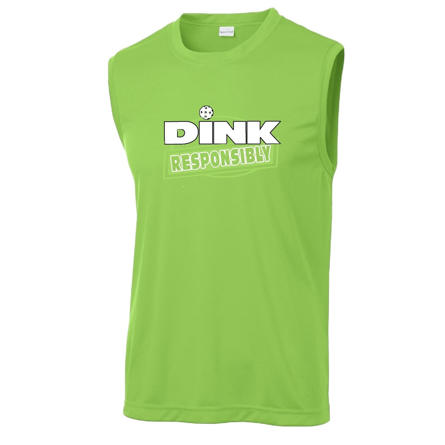 Dink Responsibly | Men's Sleeveless Pickleball Performance T-Shirt | 100% Polyester