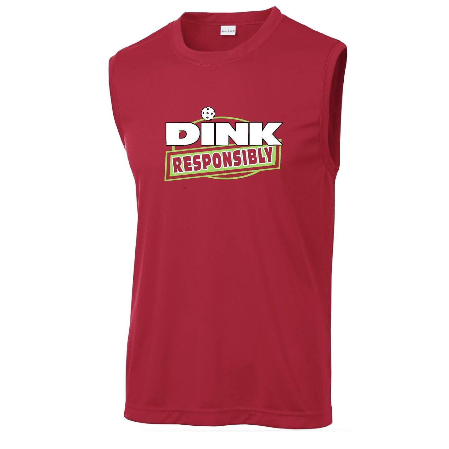 Dink Responsibly | Men's Sleeveless Pickleball Performance T-Shirt | 100% Polyester