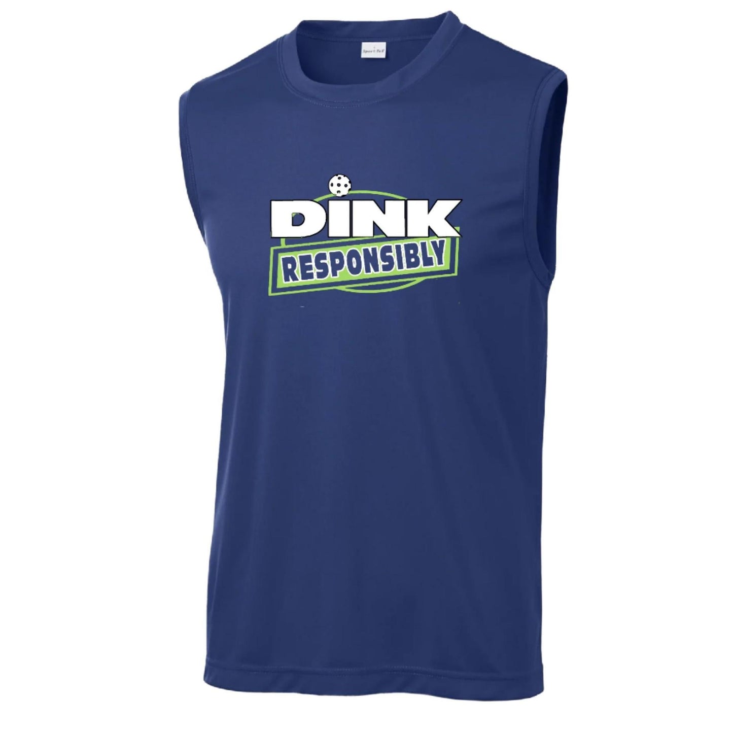 Dink Responsibly | Men's Sleeveless Pickleball Performance T-Shirt | 100% Polyester