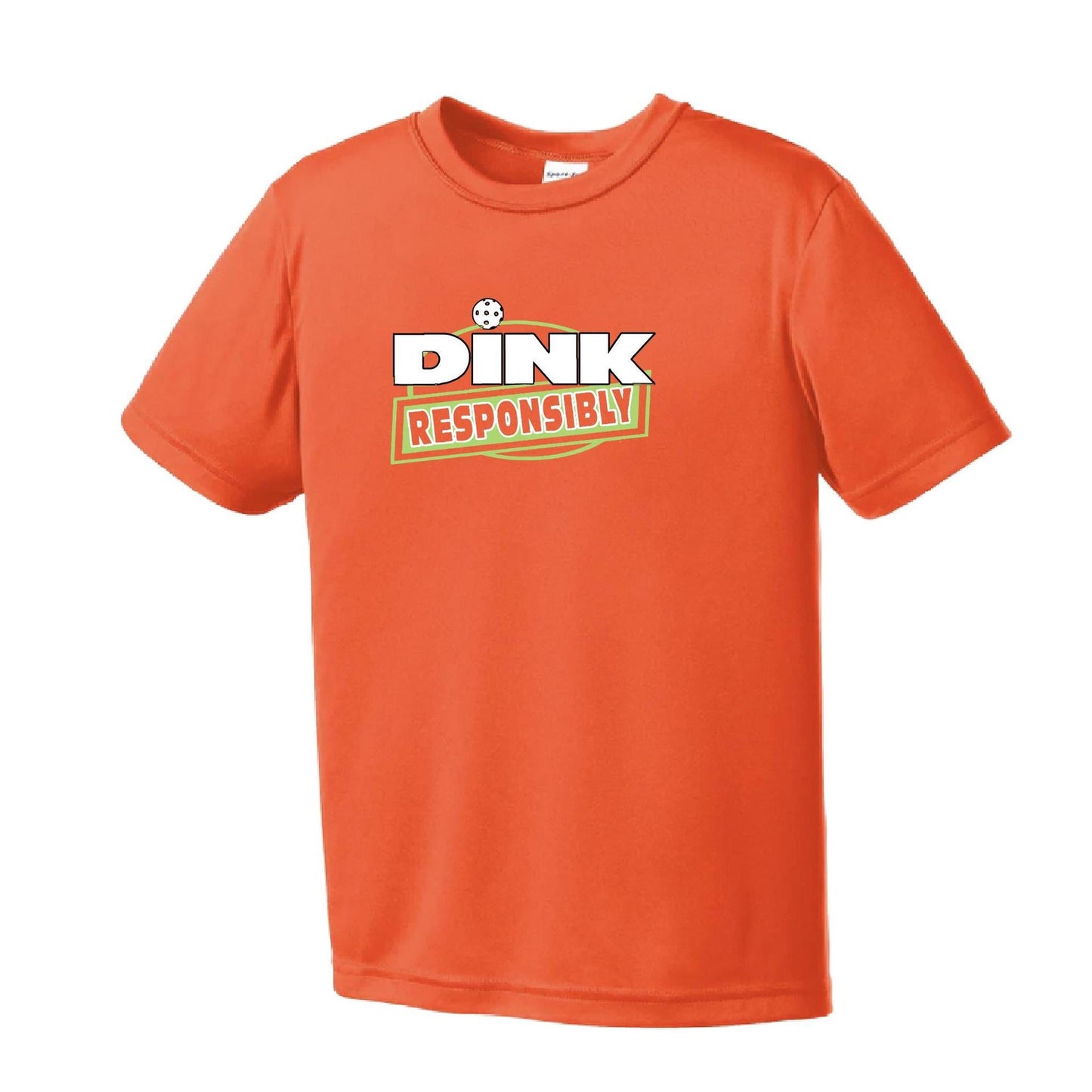 Dink Responsibly | Youth Short Sleeve Pickleball Performance T-Shirts | 100% Polyester
