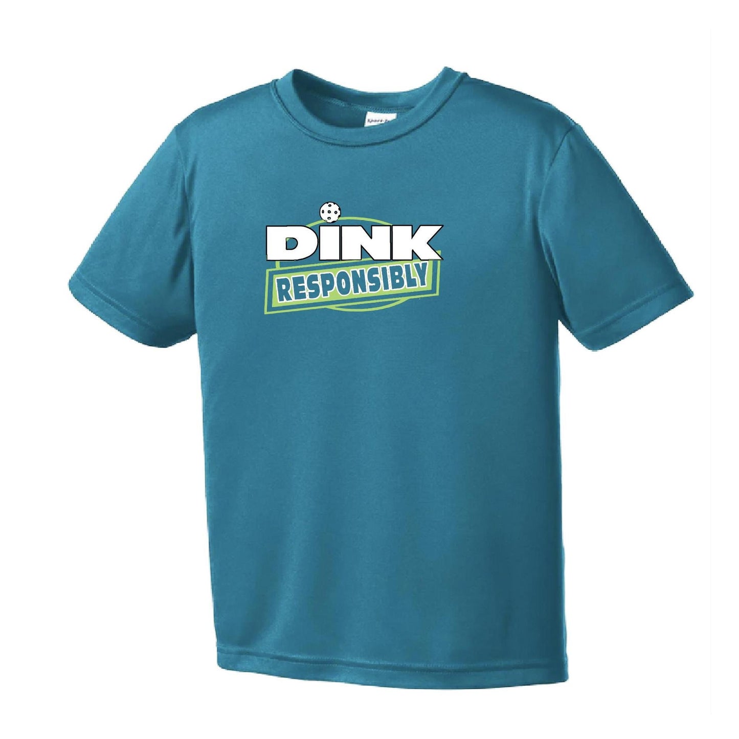 Dink Responsibly | Youth Short Sleeve Pickleball Performance T-Shirts | 100% Polyester