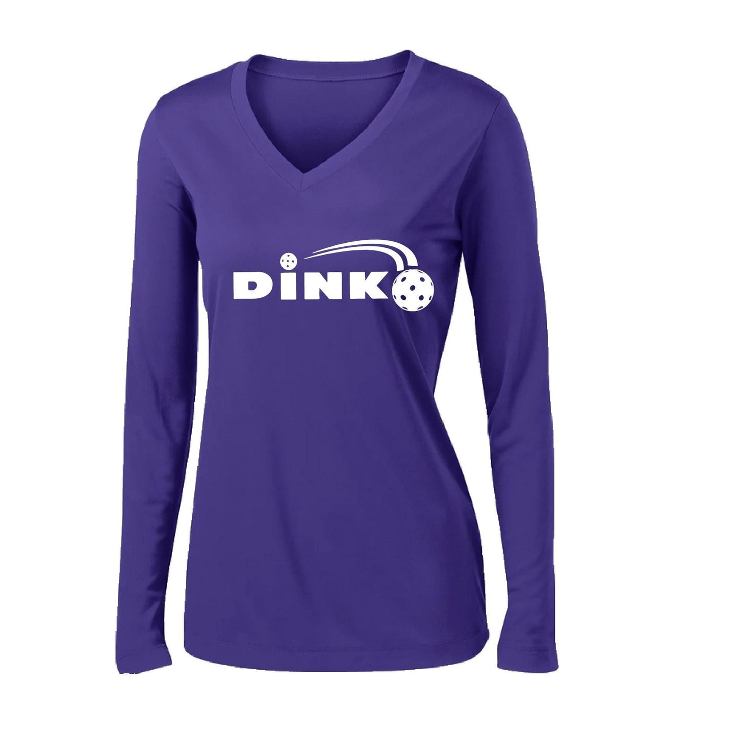 Dink | Women's Long Sleeve V-Neck Pickleball Performance T-Shirts | 100% Polyester