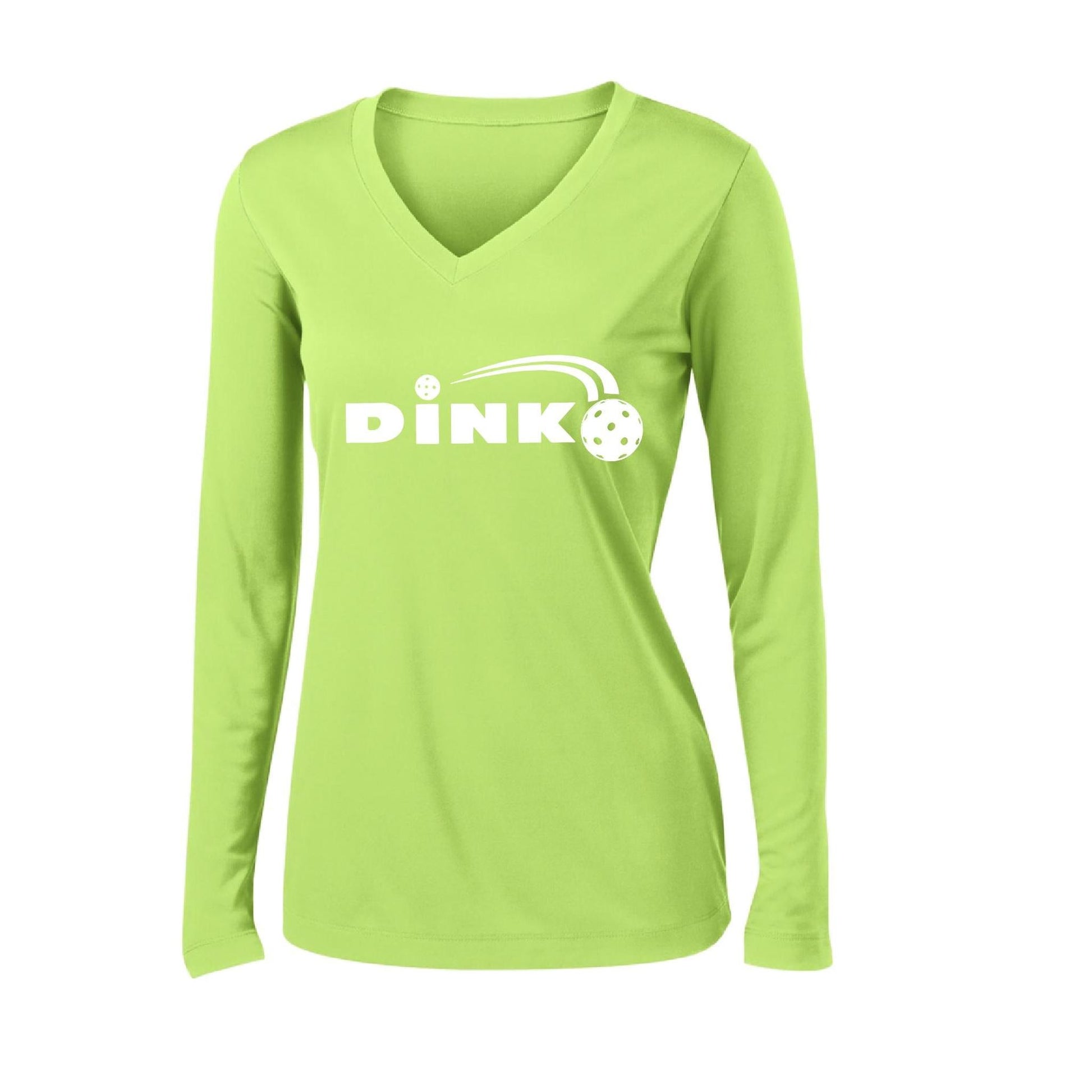 Dink | Women's Long Sleeve V-Neck Pickleball Performance T-Shirts | 100% Polyester