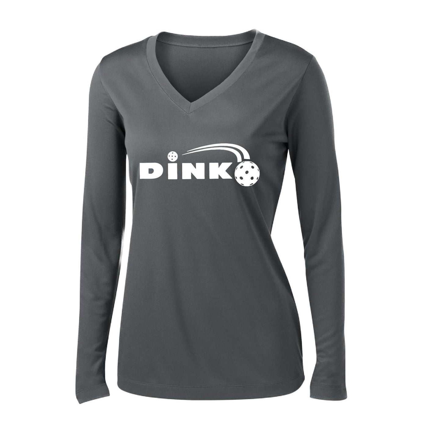 Dink | Women's Long Sleeve V-Neck Pickleball Performance T-Shirts | 100% Polyester