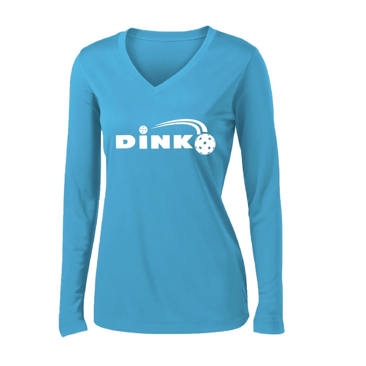 Dink | Women's Long Sleeve V-Neck Pickleball Performance T-Shirts | 100% Polyester
