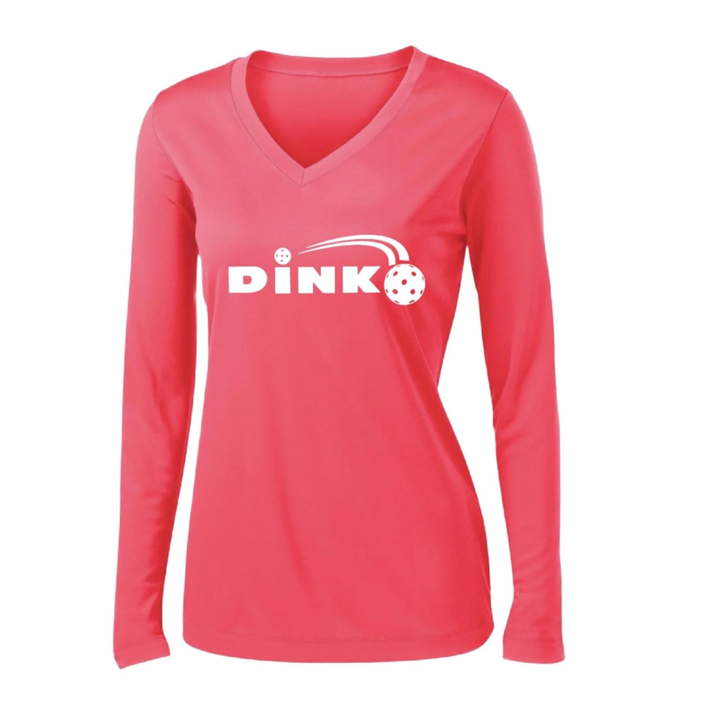 Dink | Women's Long Sleeve V-Neck Pickleball Performance T-Shirts | 100% Polyester