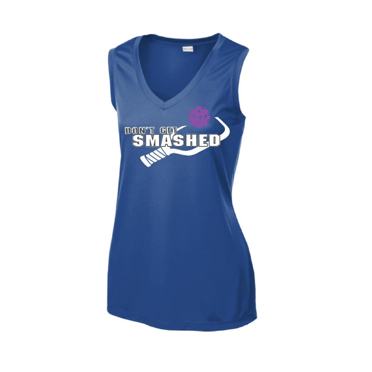 Don't Get Smashed (10 Custom Pickleball Colors) | Women’s Sleeveless Athletic Performance T-Shirt | 100% Polyester