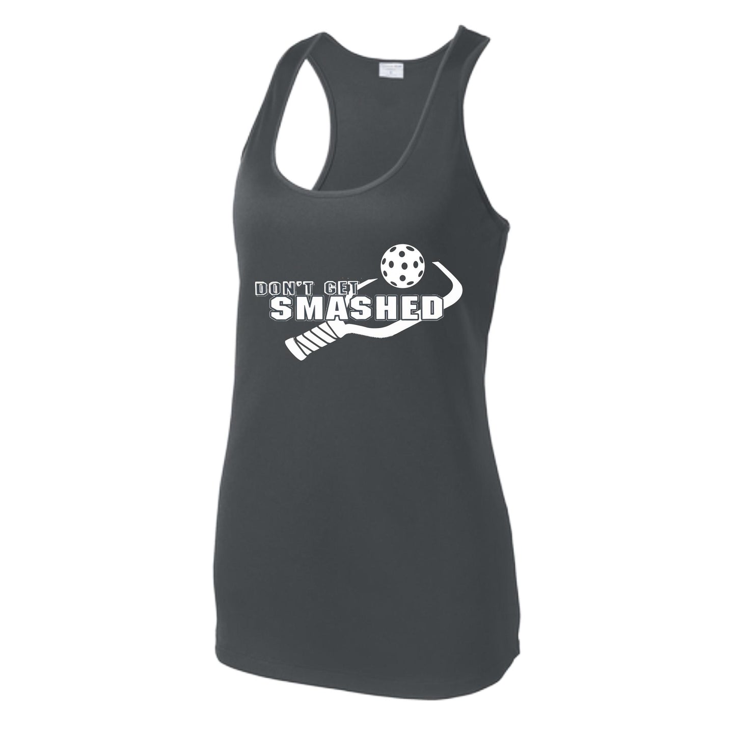 Don't Get Smashed (Colors Purple White Yellow) Customizable | Women's Racerback Pickleball Tank | 100% Polyester