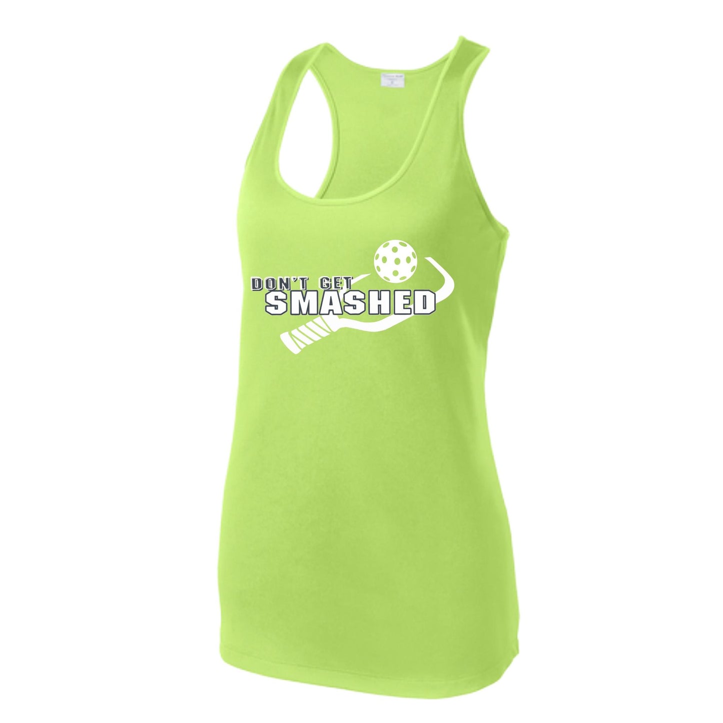 Don't Get Smashed (Colors Purple White Yellow) Customizable | Women's Racerback Pickleball Tank | 100% Polyester