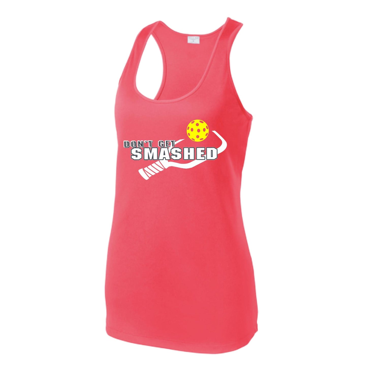 Don't Get Smashed (Colors Purple White Yellow) Customizable | Women's Racerback Pickleball Tank | 100% Polyester