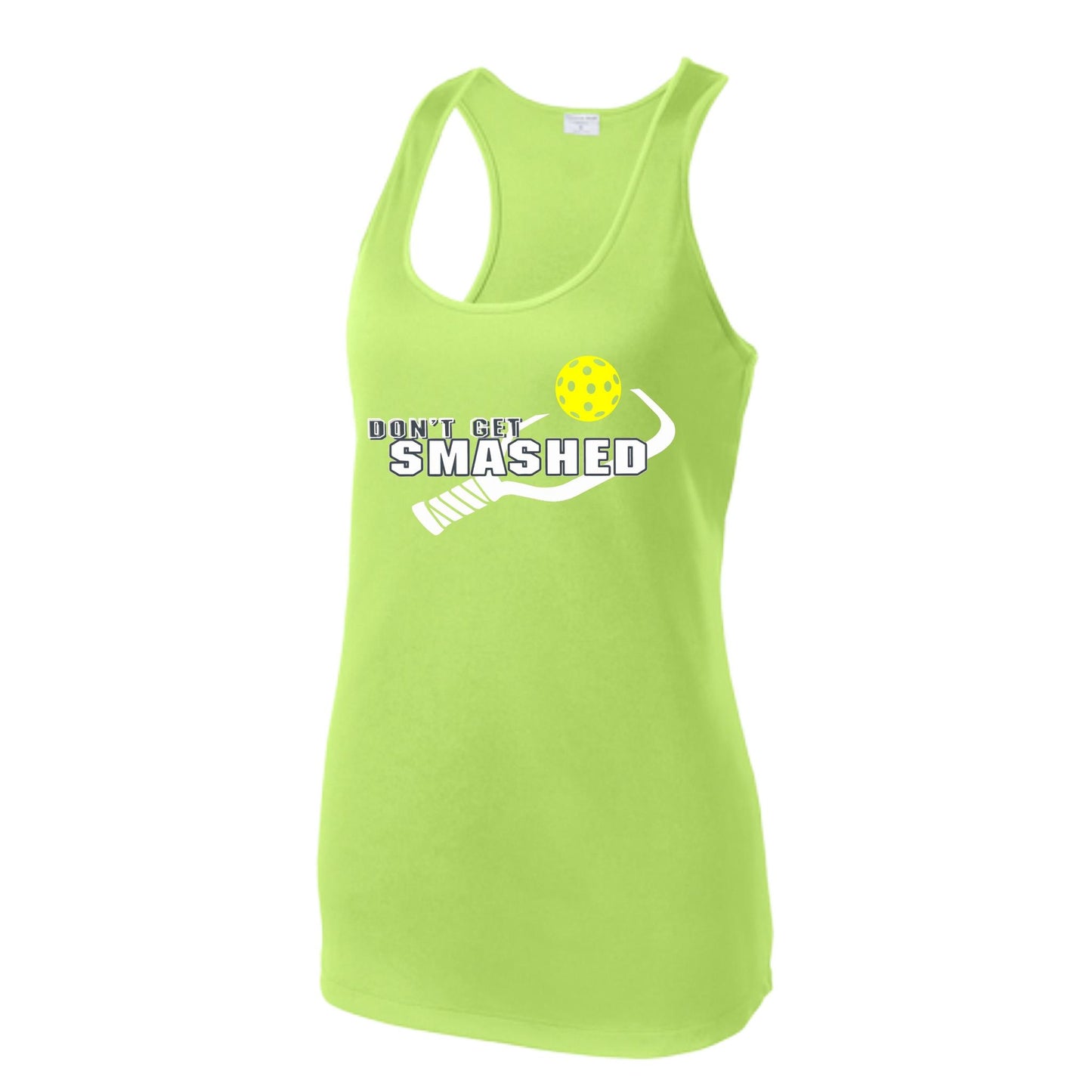 Don't Get Smashed (Colors Purple White Yellow) Customizable | Women's Racerback Pickleball Tank | 100% Polyester