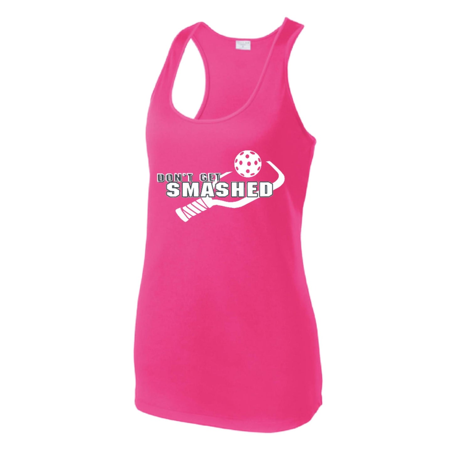 Don't Get Smashed (Colors Purple White Yellow) Customizable | Women's Racerback Pickleball Tank | 100% Polyester