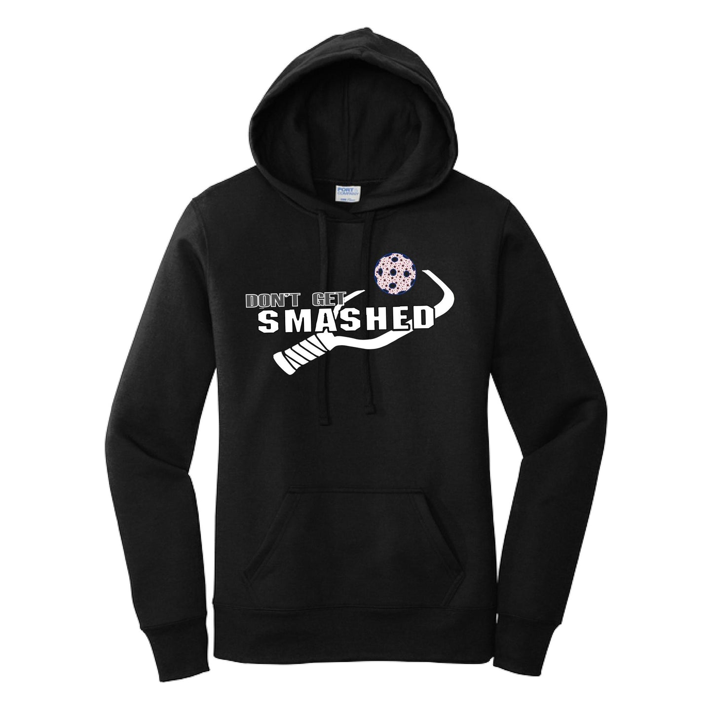 Don't Get Smashed Customizable (Pickleballs Patriotic Stars) | Women’s Fitted Hoodie Pickleball Sweatshirt | 50% Cotton 50% Poly Fleece