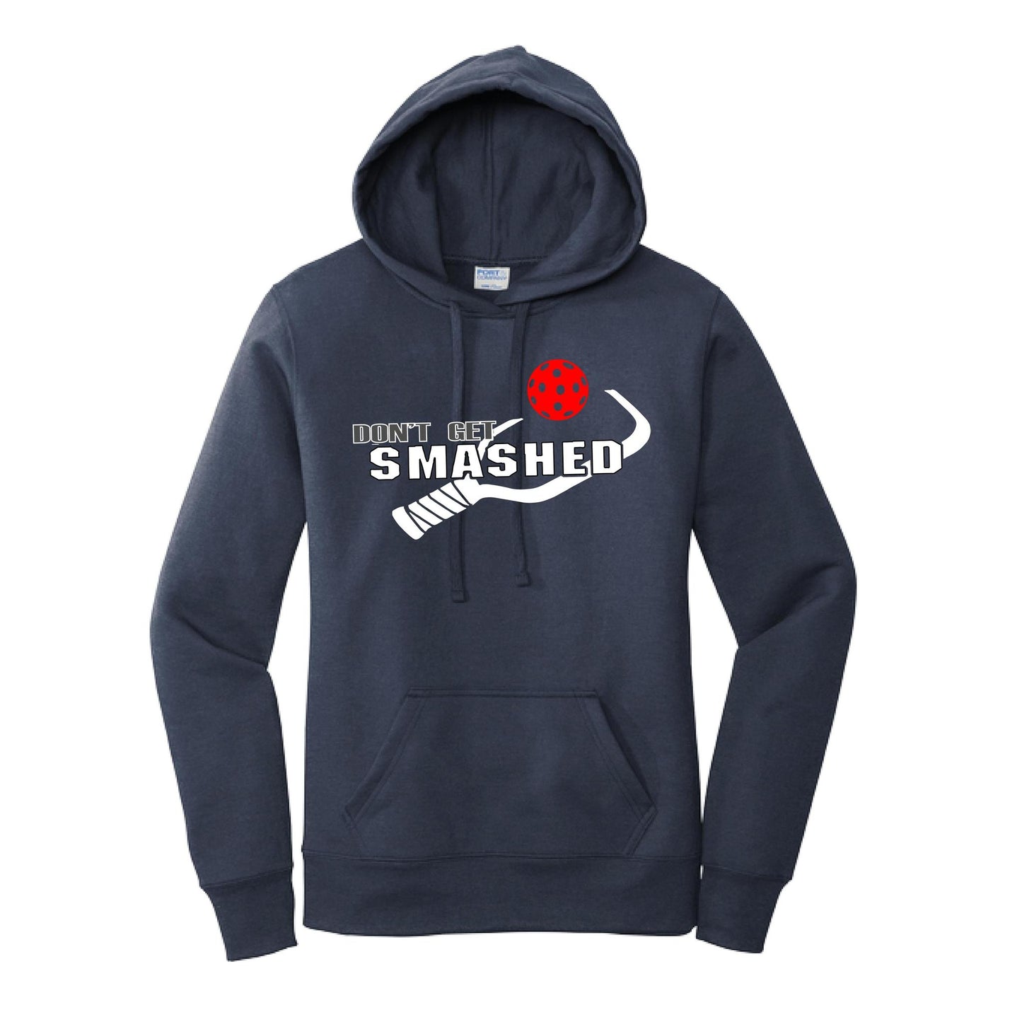 Don't Get Smashed Customizable (Pickleballs Pink Rainbow Red) | Women’s Fitted Hoodie Pickleball Sweatshirt | 50% Cotton 50% Poly Fleece