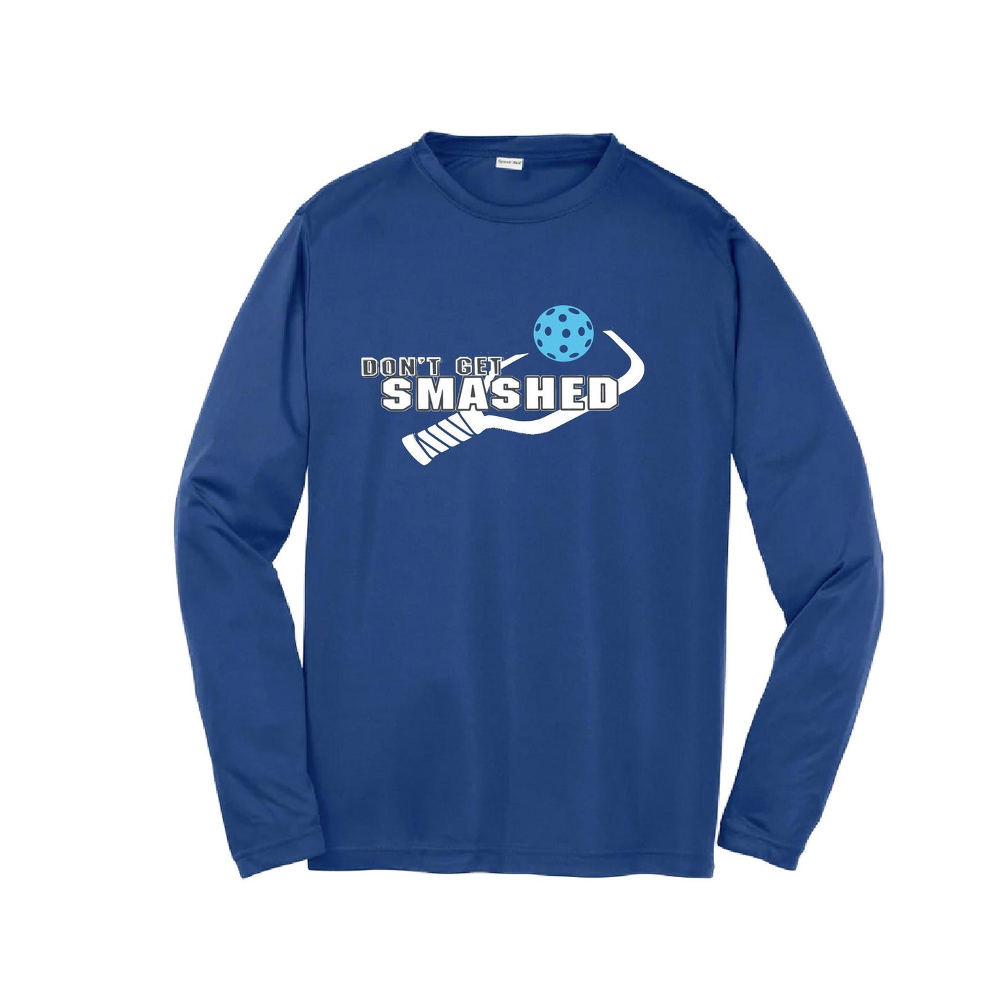 Don't Get Smashed (Cyan Orange Pink Pickleball Colors) | Youth Long Sleeve Pickleball Performance T-Shirts | 100% Polyester