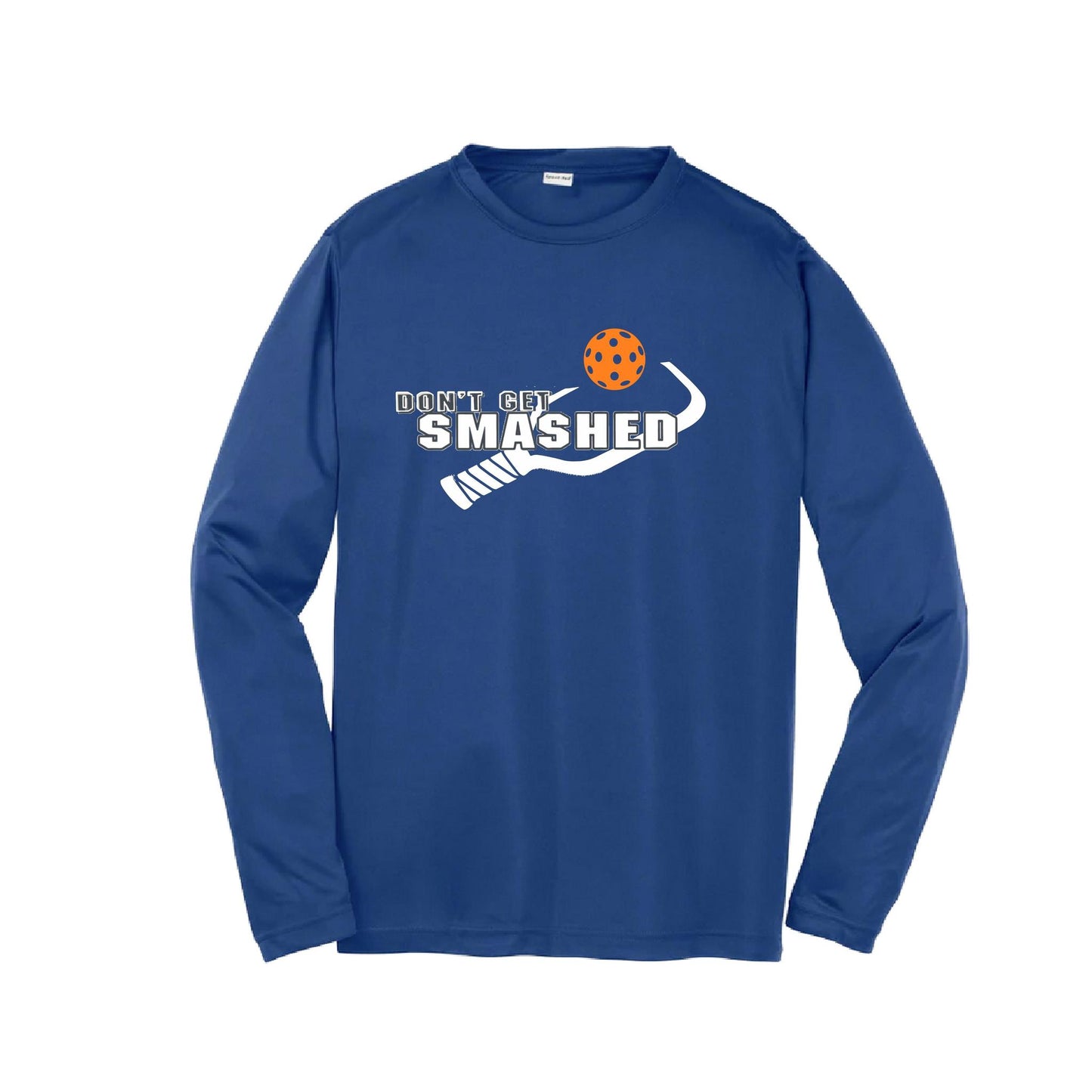 Don't Get Smashed (Cyan Orange Pink Pickleball Colors) | Youth Long Sleeve Pickleball Performance T-Shirts | 100% Polyester