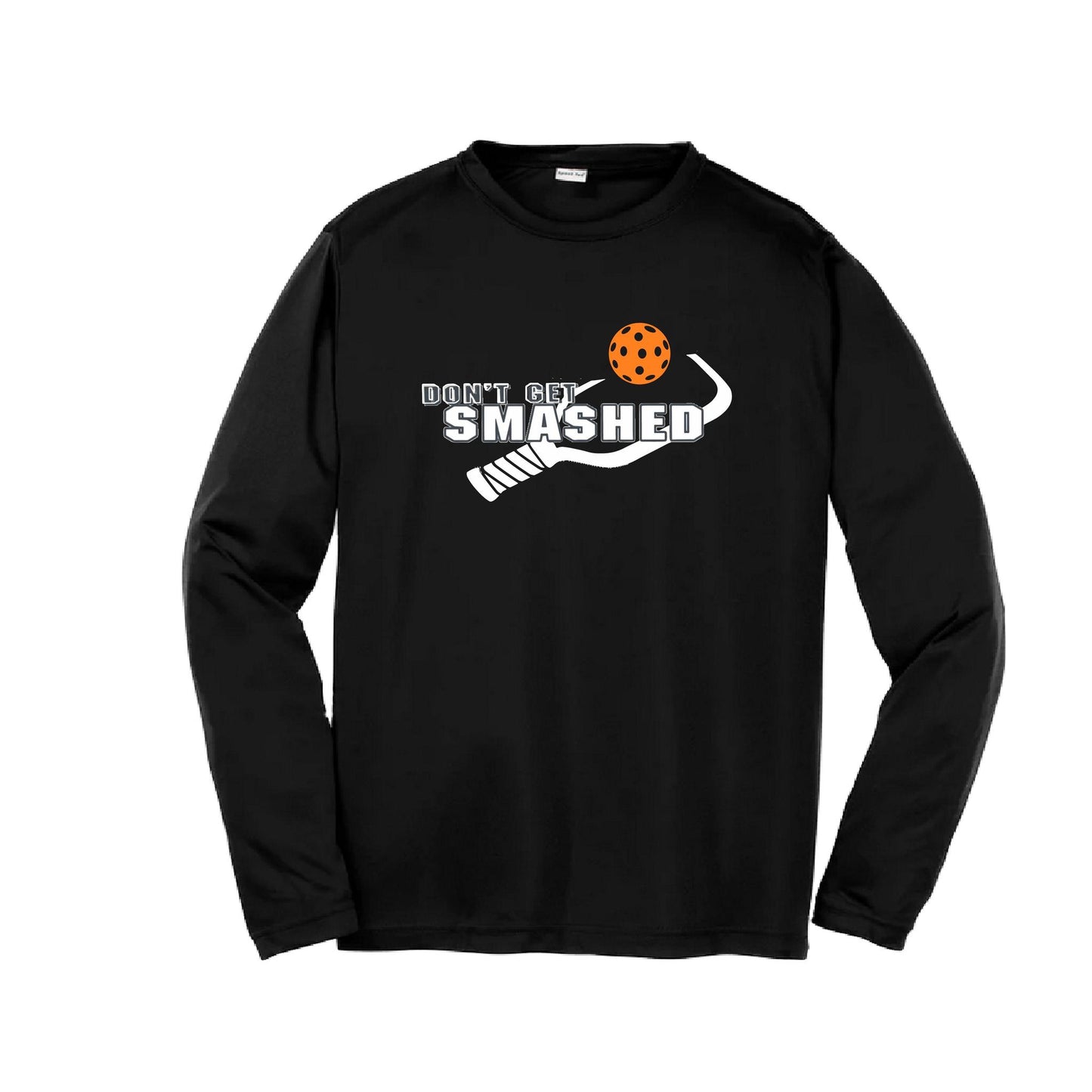 Don't Get Smashed (Cyan Orange Pink Pickleball Colors) | Youth Long Sleeve Pickleball Performance T-Shirts | 100% Polyester