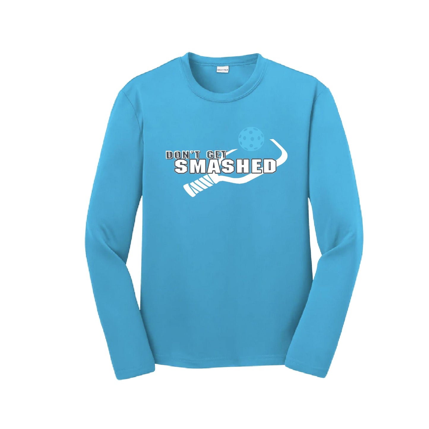Don't Get Smashed (Cyan Orange Pink Pickleball Colors) | Youth Long Sleeve Pickleball Performance T-Shirts | 100% Polyester
